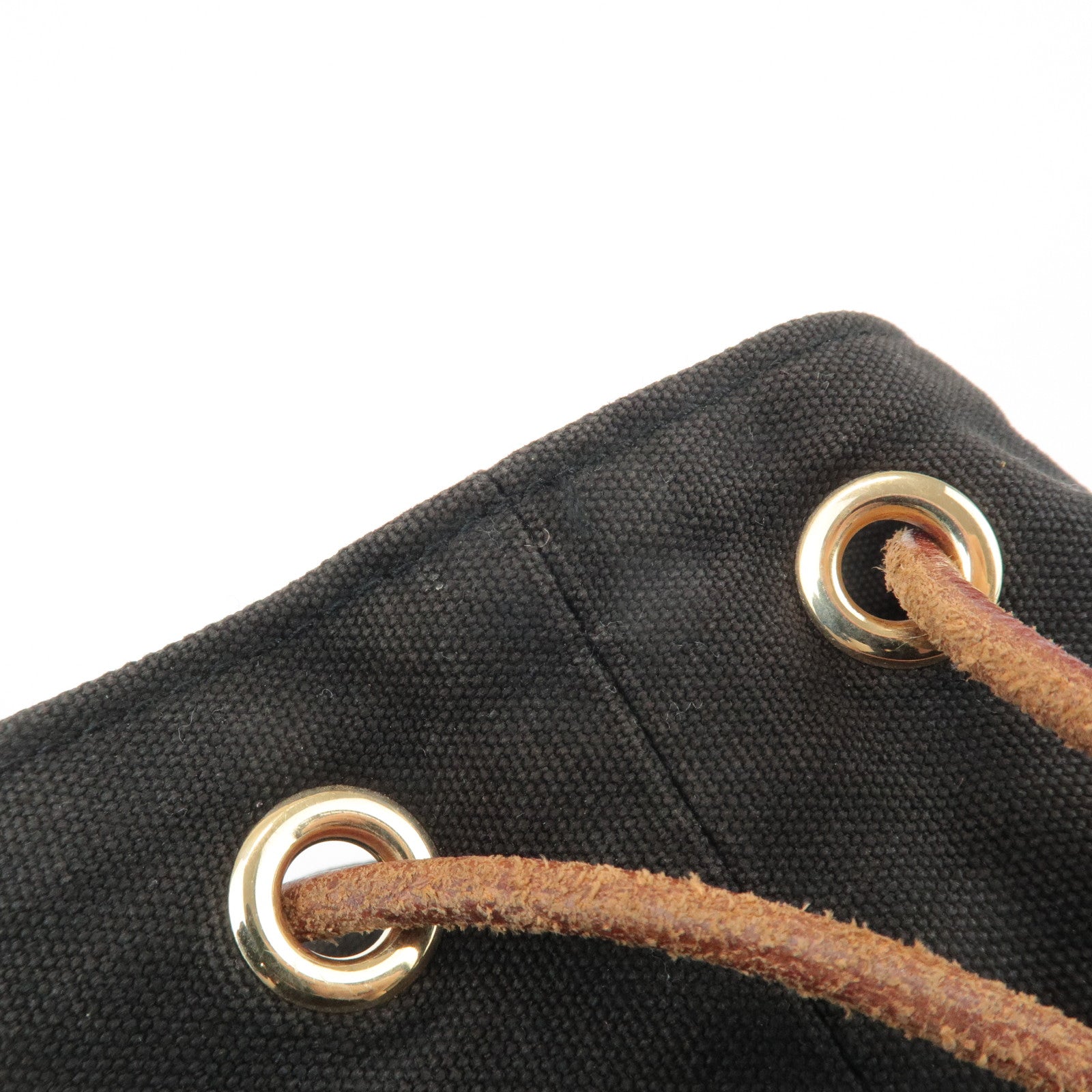 HERMES Canvas Leather Porochon Mimil PM Shoulder Bag Brown Used