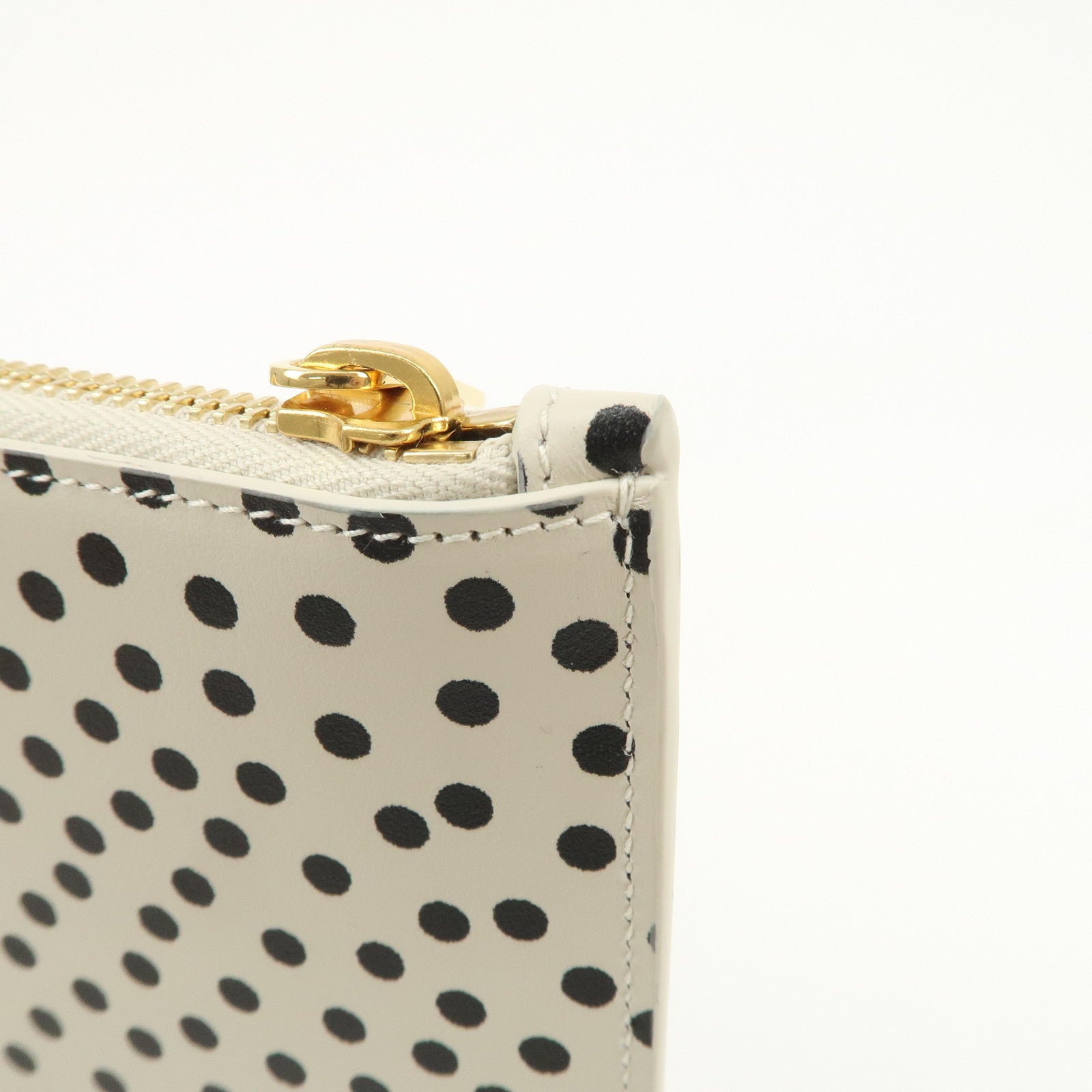 SAINT LAURENT PARIS Leather Clutch Bag Second Bag Dots Ivory Used