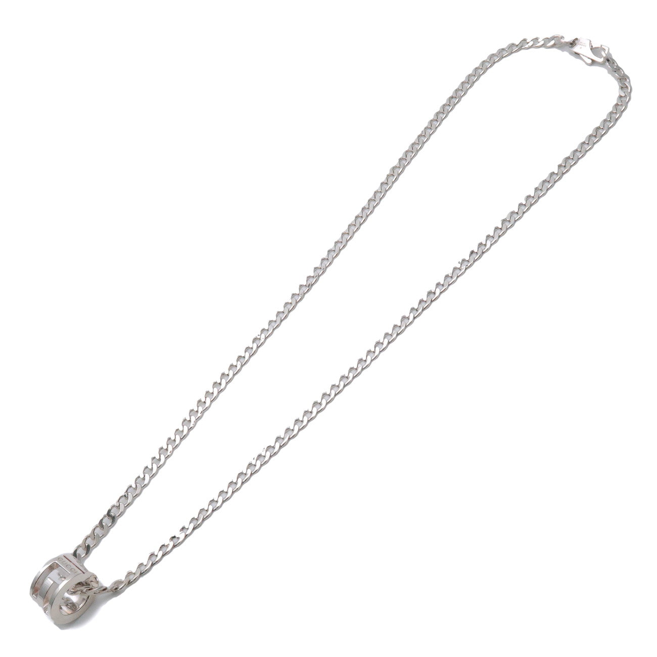 GUCCI Logo Cut Out G Necklace SV925 Silver 223351