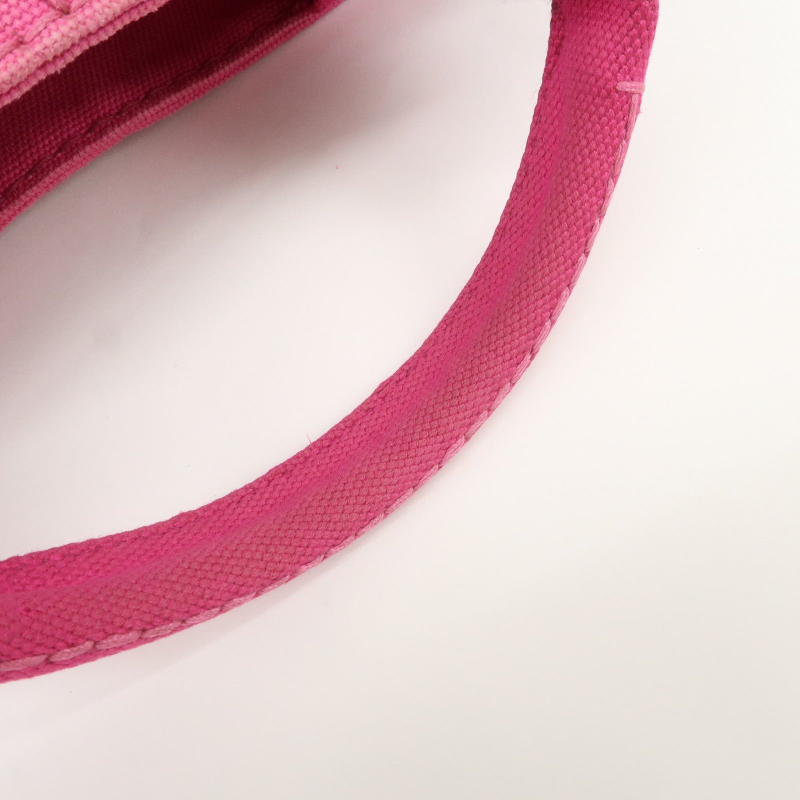 PRADA Logo Canapa Mini Canvas Tote Bag Hand Bag Pink BN2439 Used