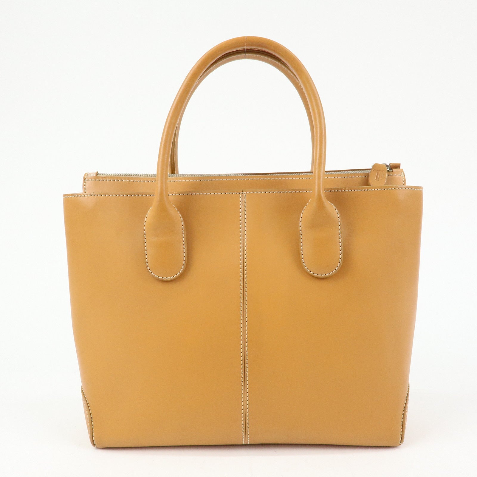 TOD'S Logo Leather 2Way Bag Tote Bag Shoulder Bag Camel