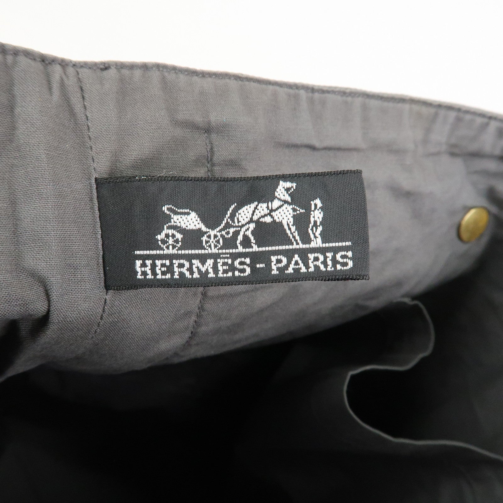 HERMES Ahmedabad GM Canvas Leather Tote Bag Gray Natural