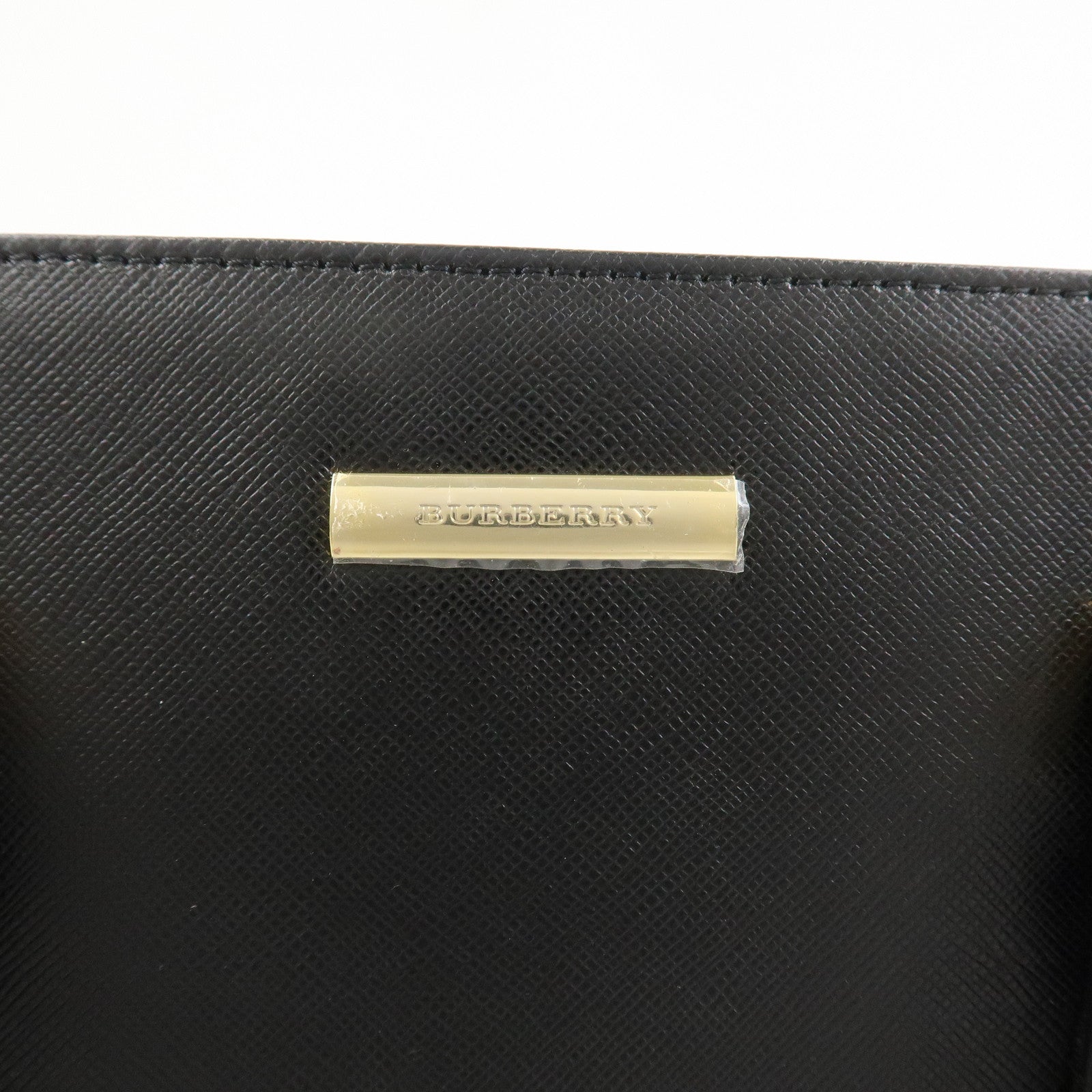 BURBERRY Logo Leather Hand Bag Black