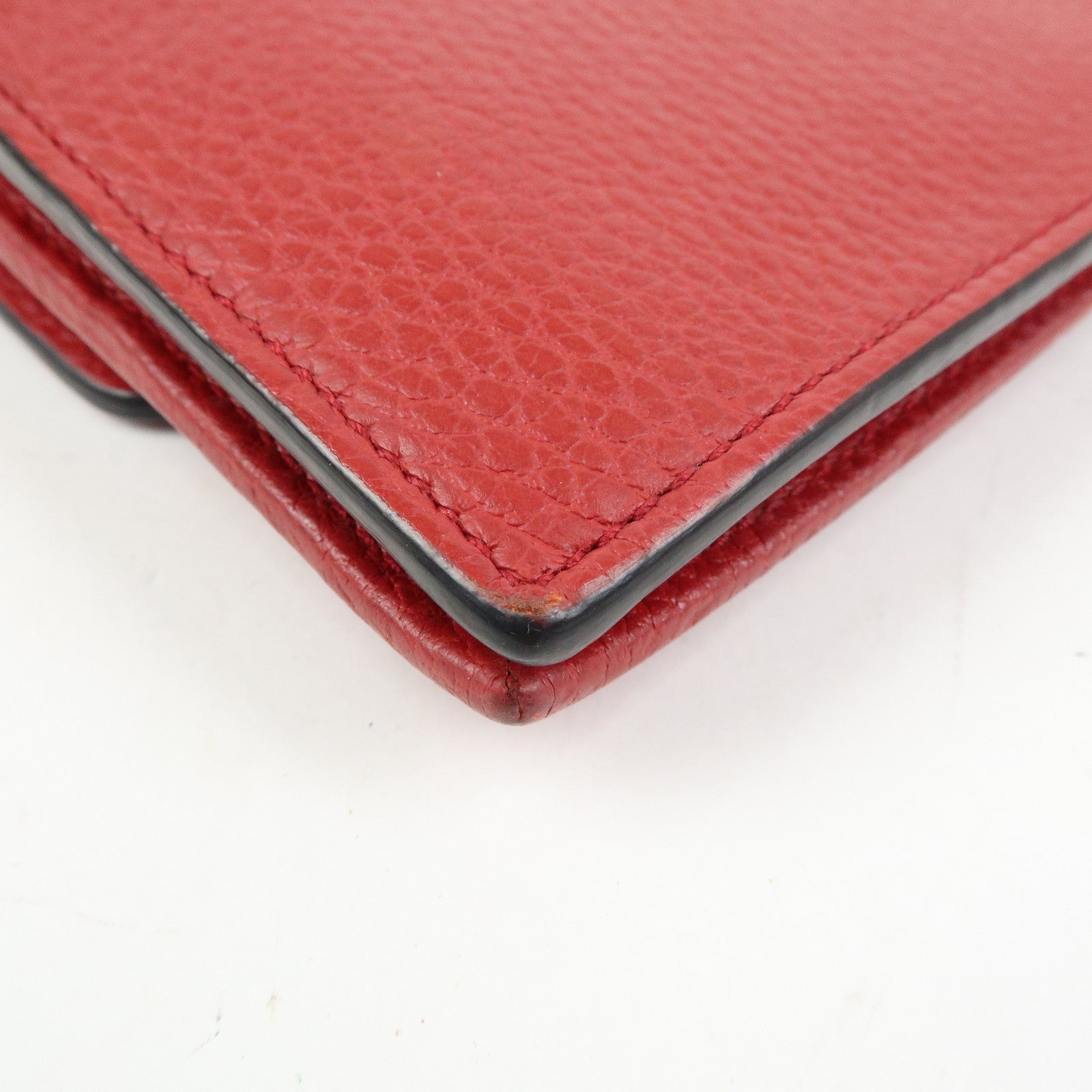 GUCCI Interlocking G Leather Chain Wallet Shoulder Bag Red 510314
