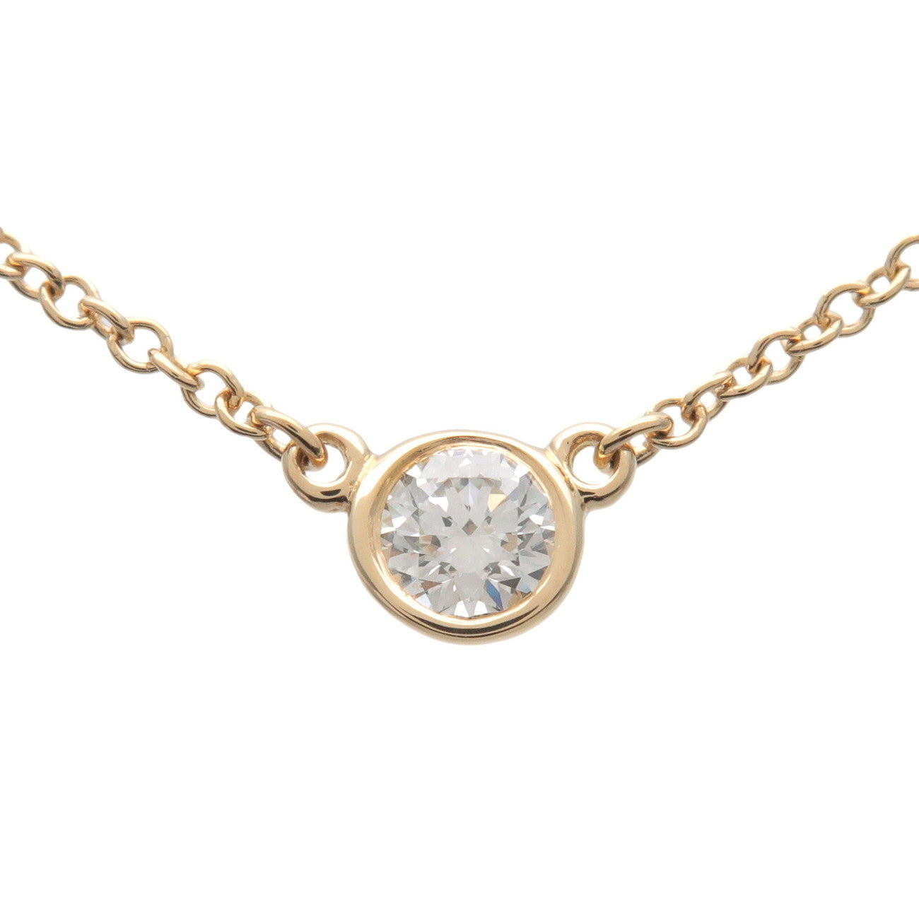 Tiffany & Co By The Yard 1P Diamond Necklace K18 750YG Yellow Gold