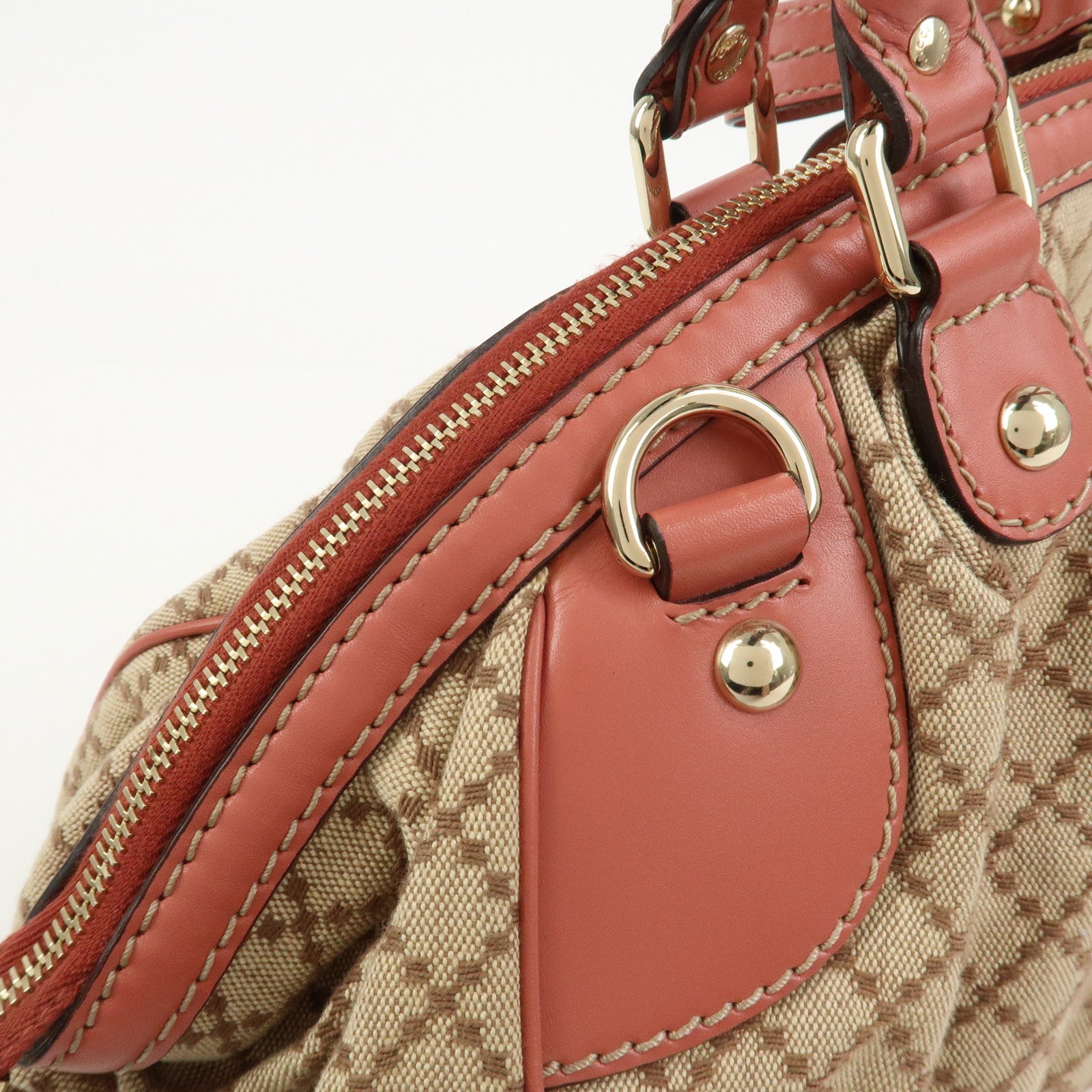 GUCCI Diamante Interlocking G Canvas Leather 2WAY Hand Bag 223974