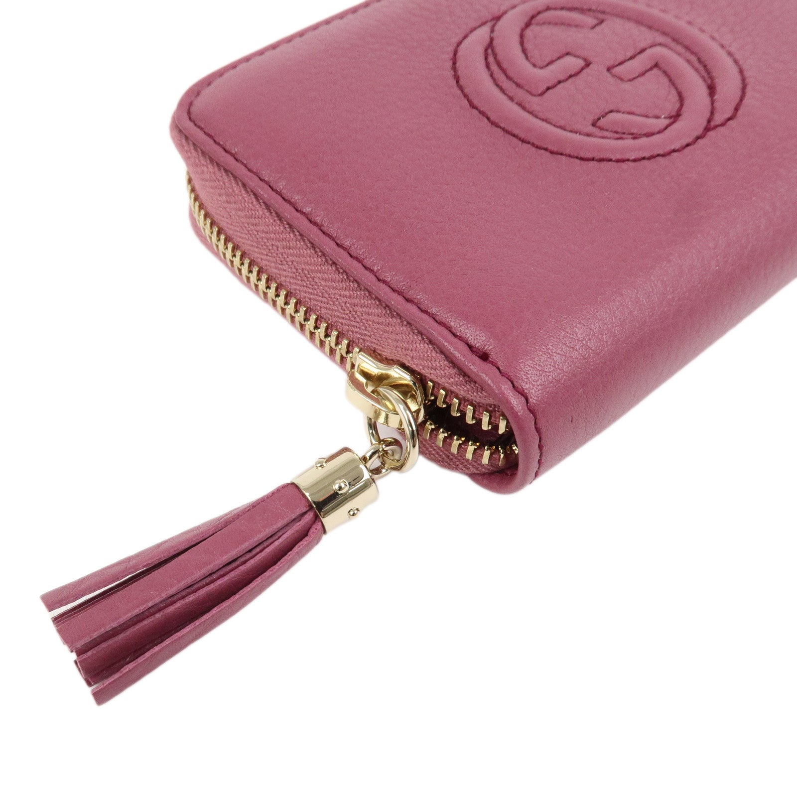GUCCI SOHO Leather Round Zippy Compact Wallet Purple 351484
