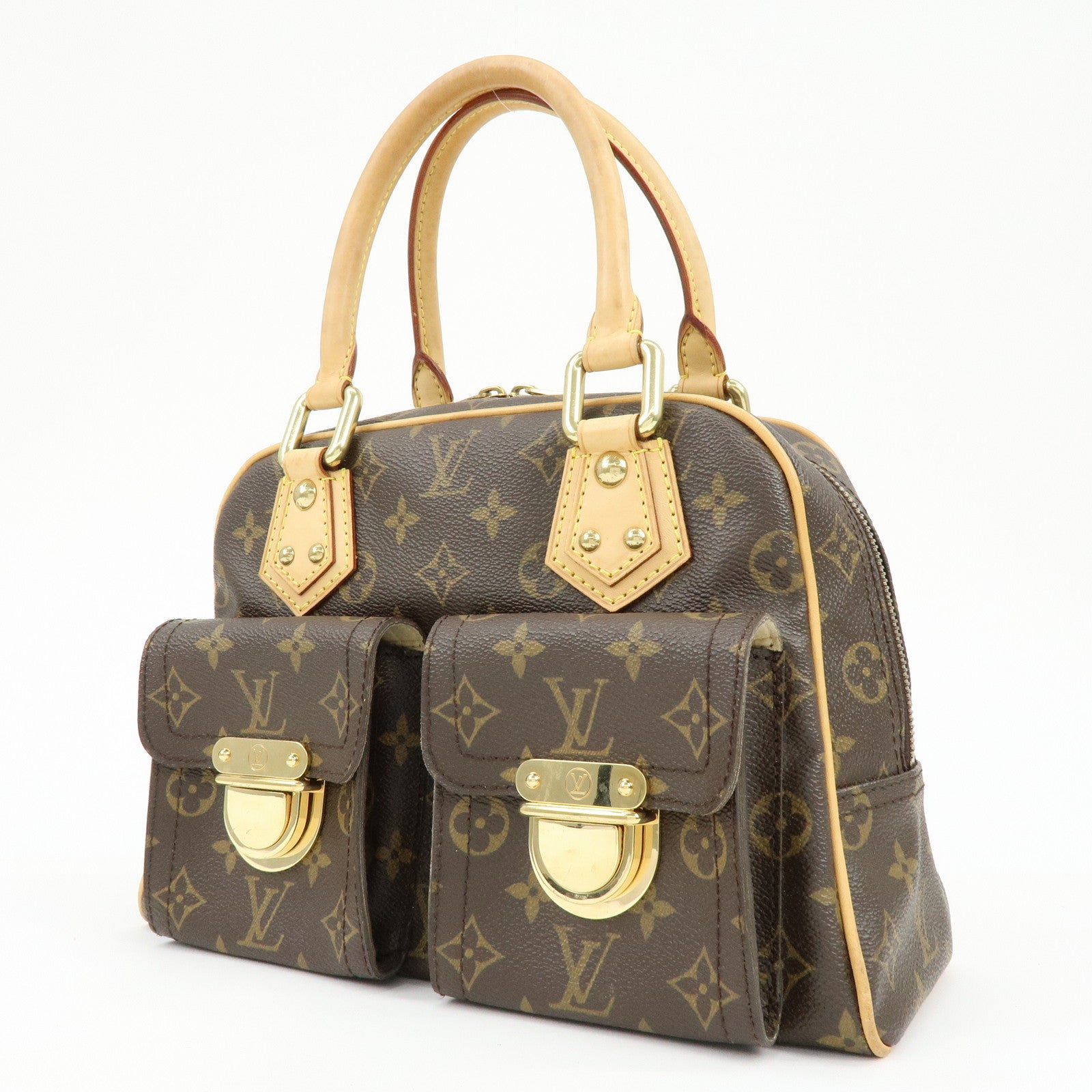 Louis Vuitton Monogram Manhattan PM Hand Bag Brown M40026