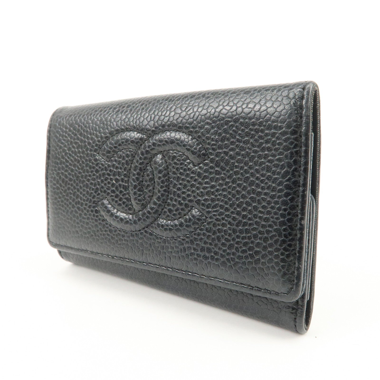 CHANEL COCO Mark Caviarskin 6 Rings Key Case Key Holder A13502