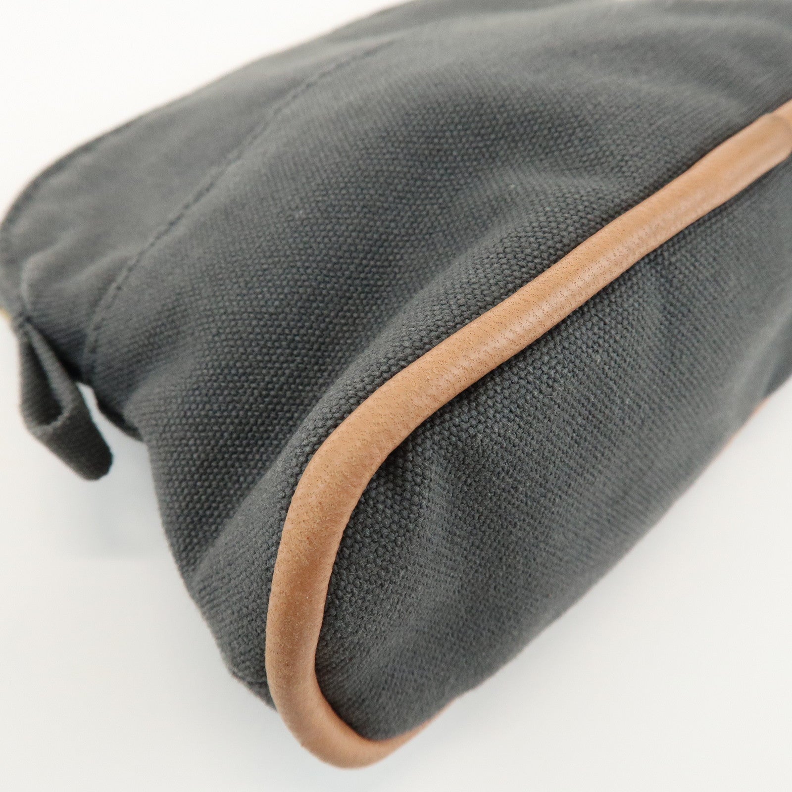 HERMES Logo Canvas Leather Bolide Pouch 16 Cosmetic Pouch