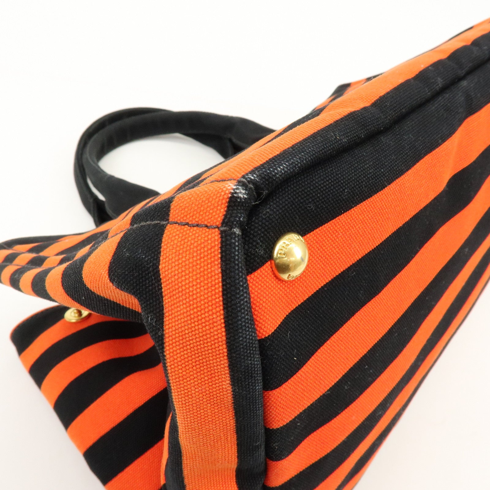 PRADA Triangle Logo Canapa Large Canvas Tote Bag Orange B1872B