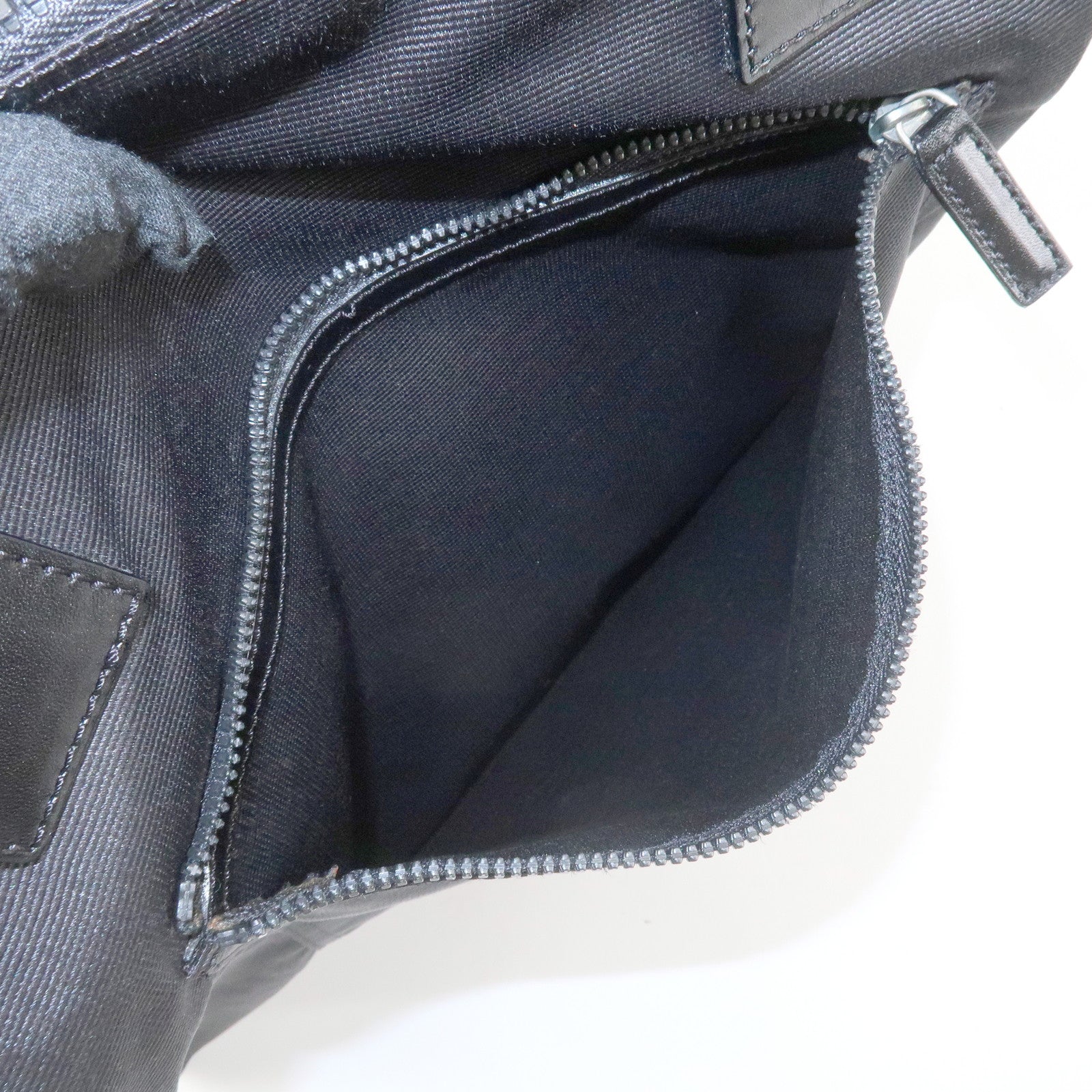 FENDI Nylon Leather Tote Bag Boston Bag Black 26680