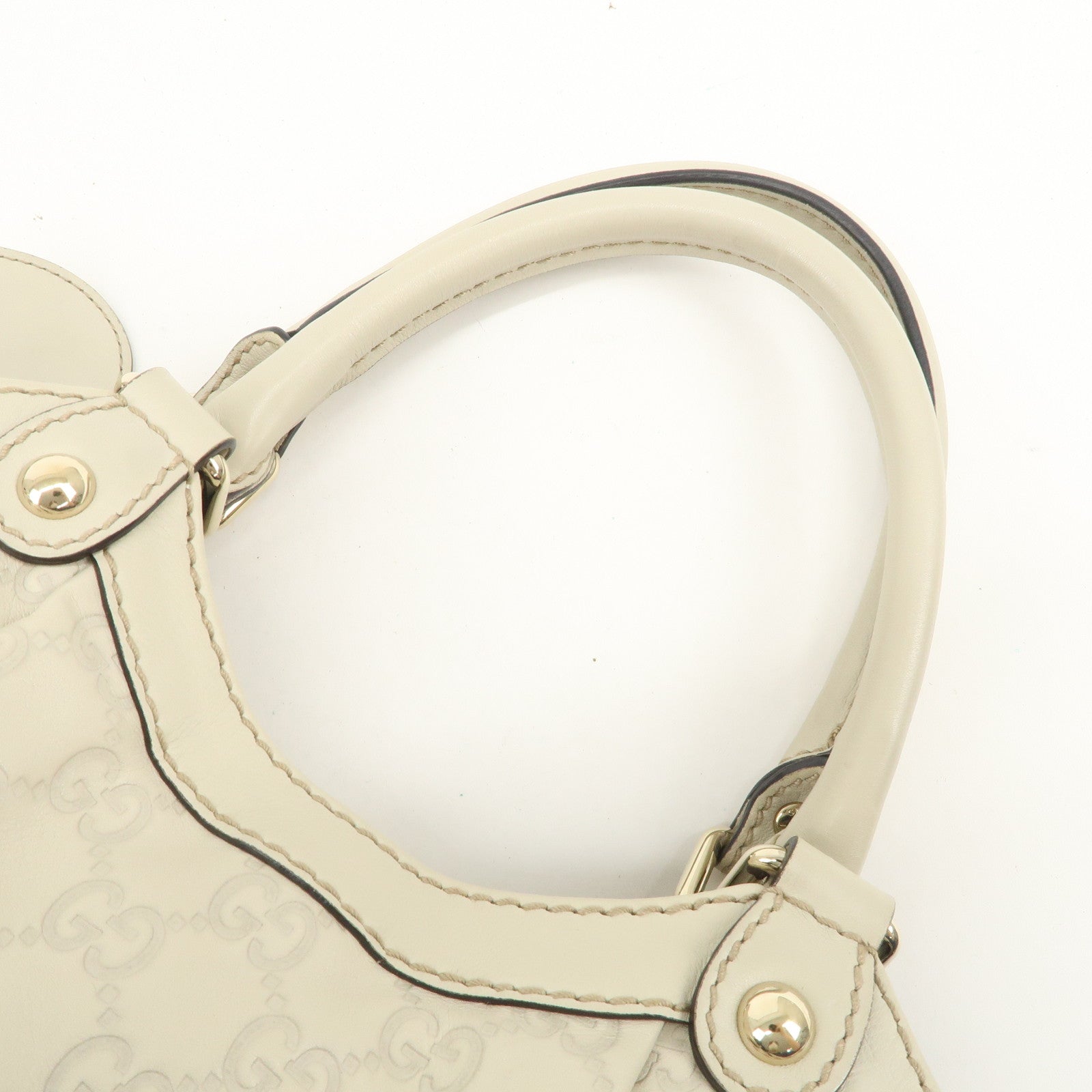 GUCCI Sukey Guccissima Leather Tote Bag Hand Bag Ivory 211944 Used