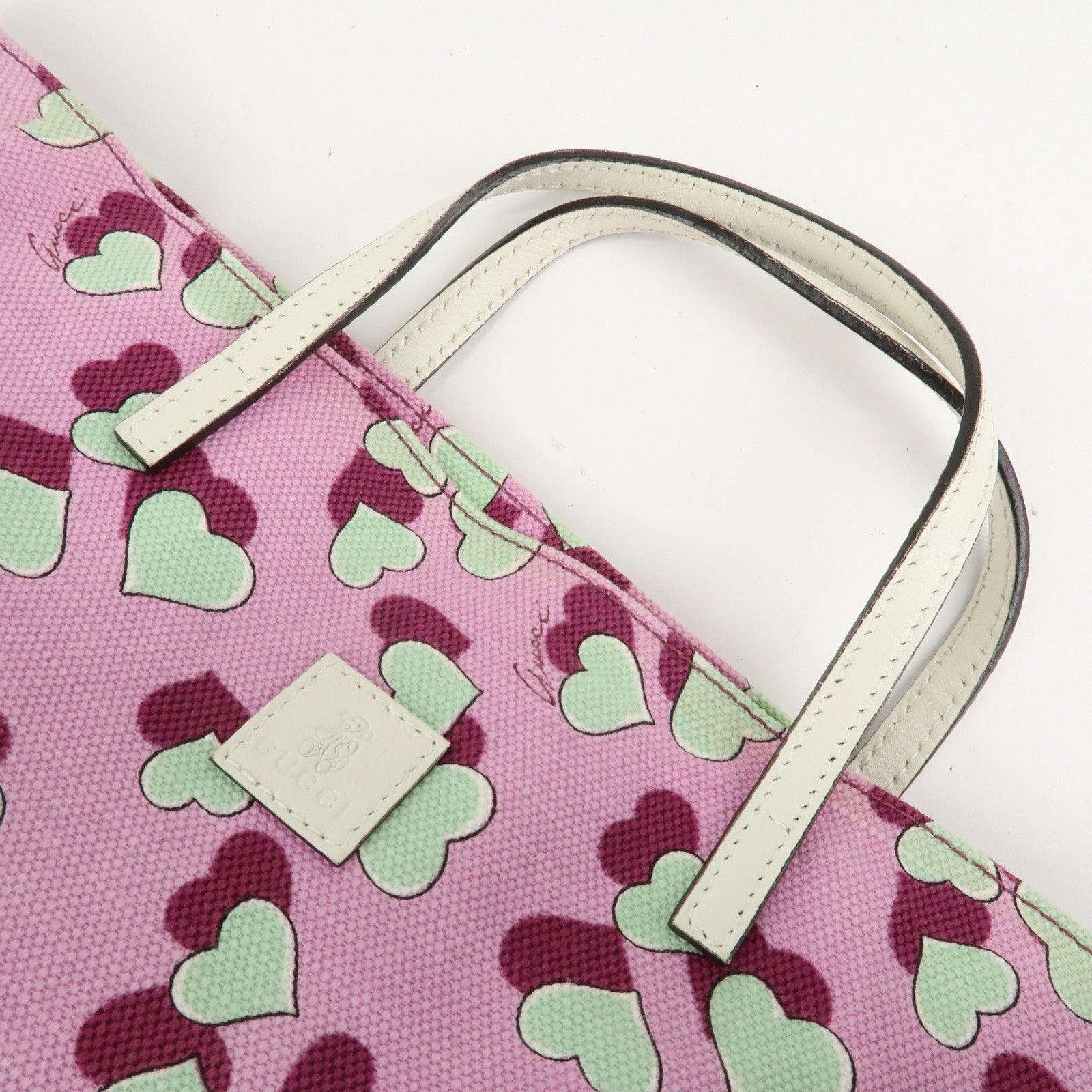 GUCCI Children's Canvas Leather Tote Bag Hand Bag Pink Ivory 284721 Used