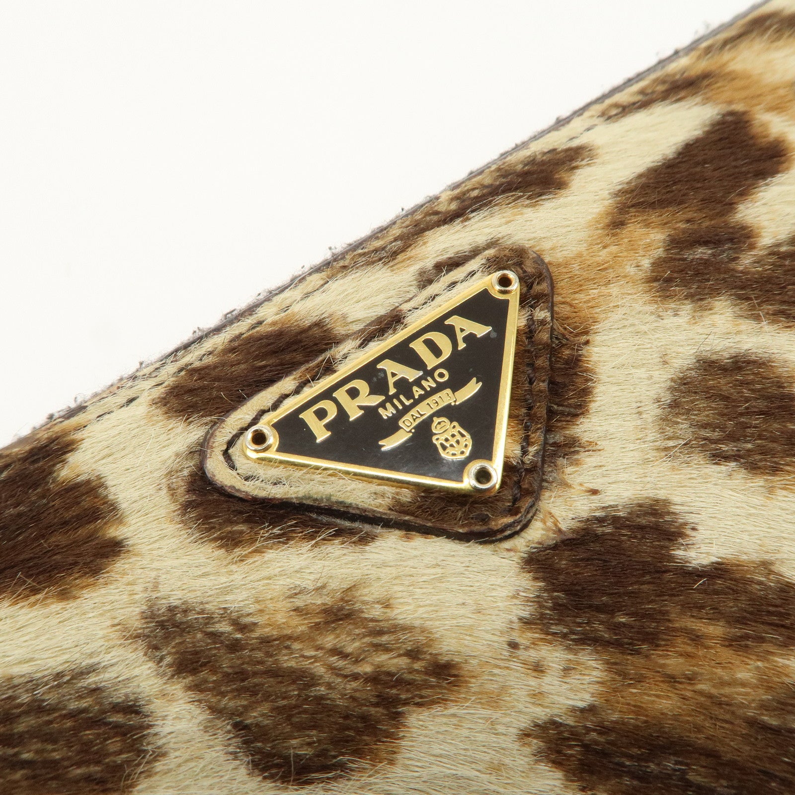 PRADA Unborn Calf Leather Round Zippy Wallet Beige Brown 1M0506