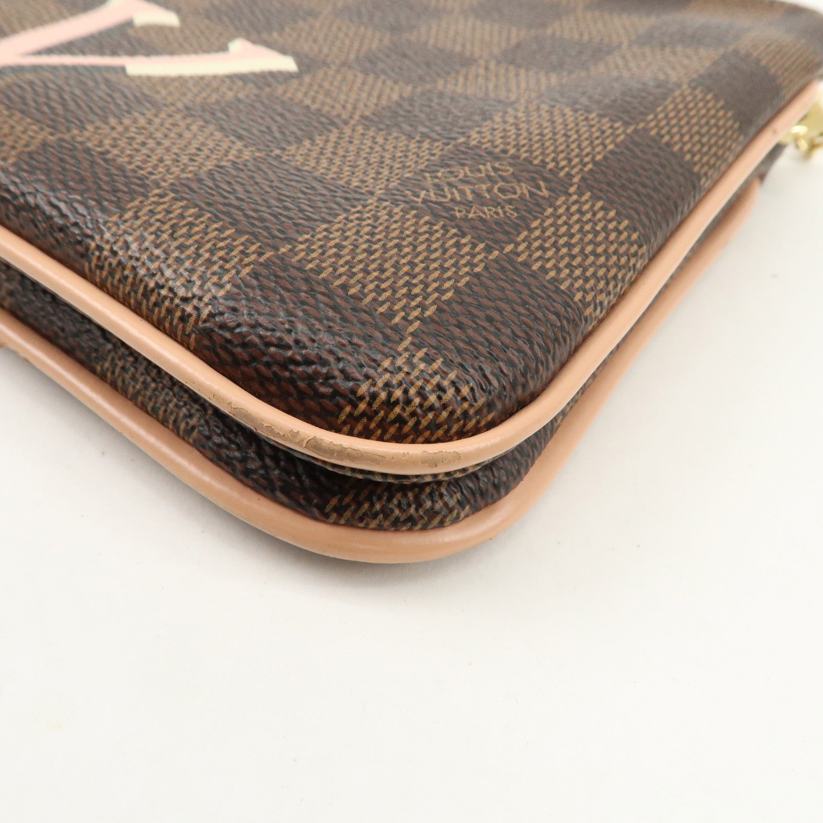 Louis Vuitton Damier Pochette Double Zip Shoulder Bag Brown N60254 Used