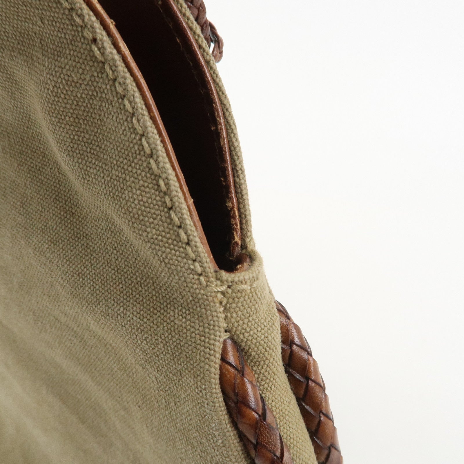 GUCCI Bamboo Canvas Leather Shoulder Bag Hand Bag Brown 109128