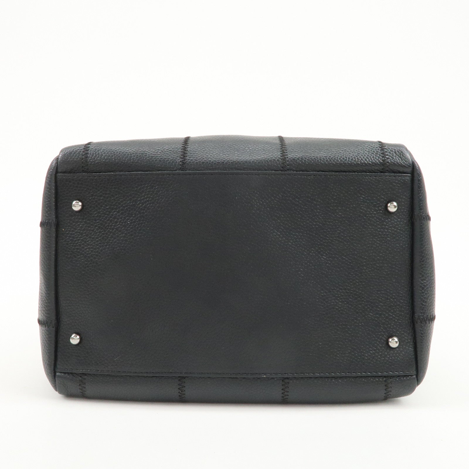 CHANEL Chocolate Bar Caviarskin Shoulder Bag Hand Bag Black
