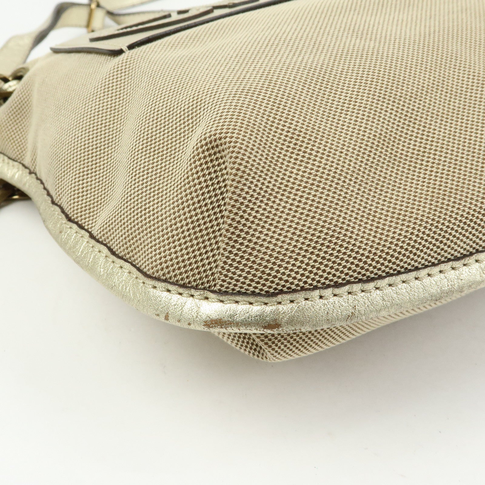 Chloe Harley Canvas Leather Shoulder Crossbody Bag Beige Gold