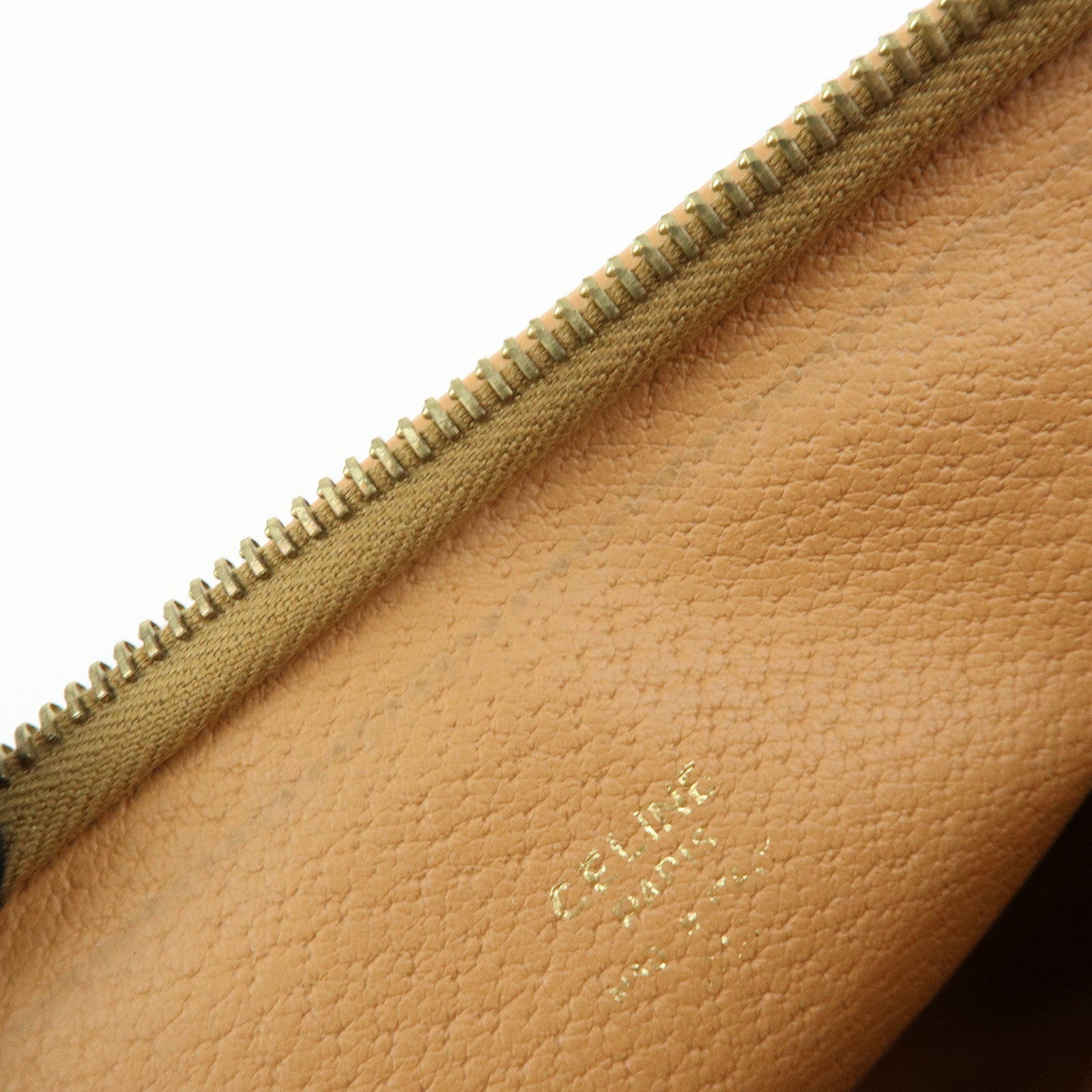 CELINE Macadam PVC Leather Clutch Bag Cosmetic Pouch Brown