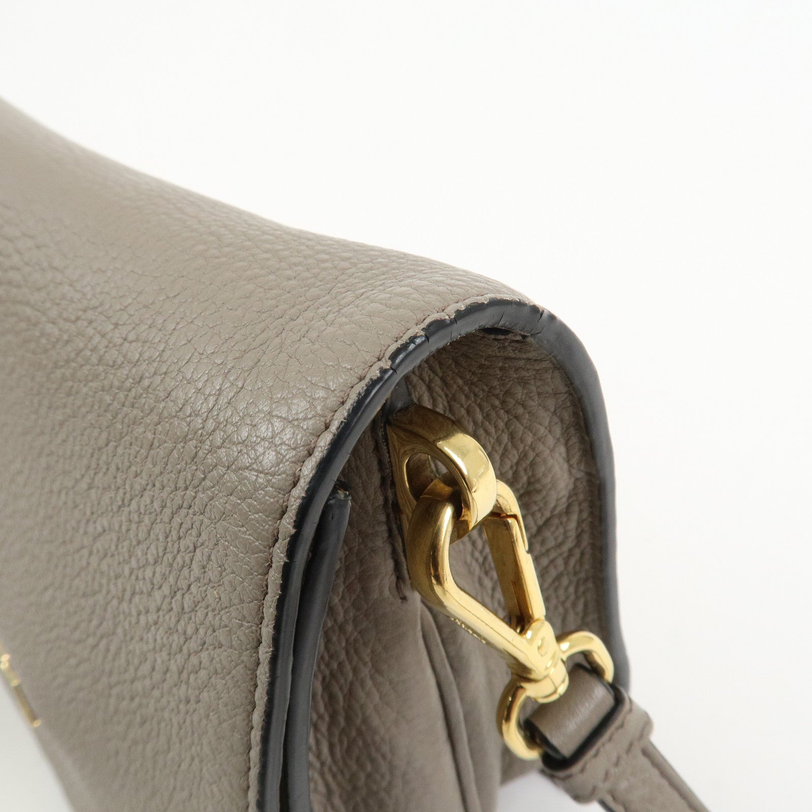 PRADA Leather Shoulder Bag Crossbody Bag Gray 1BH031