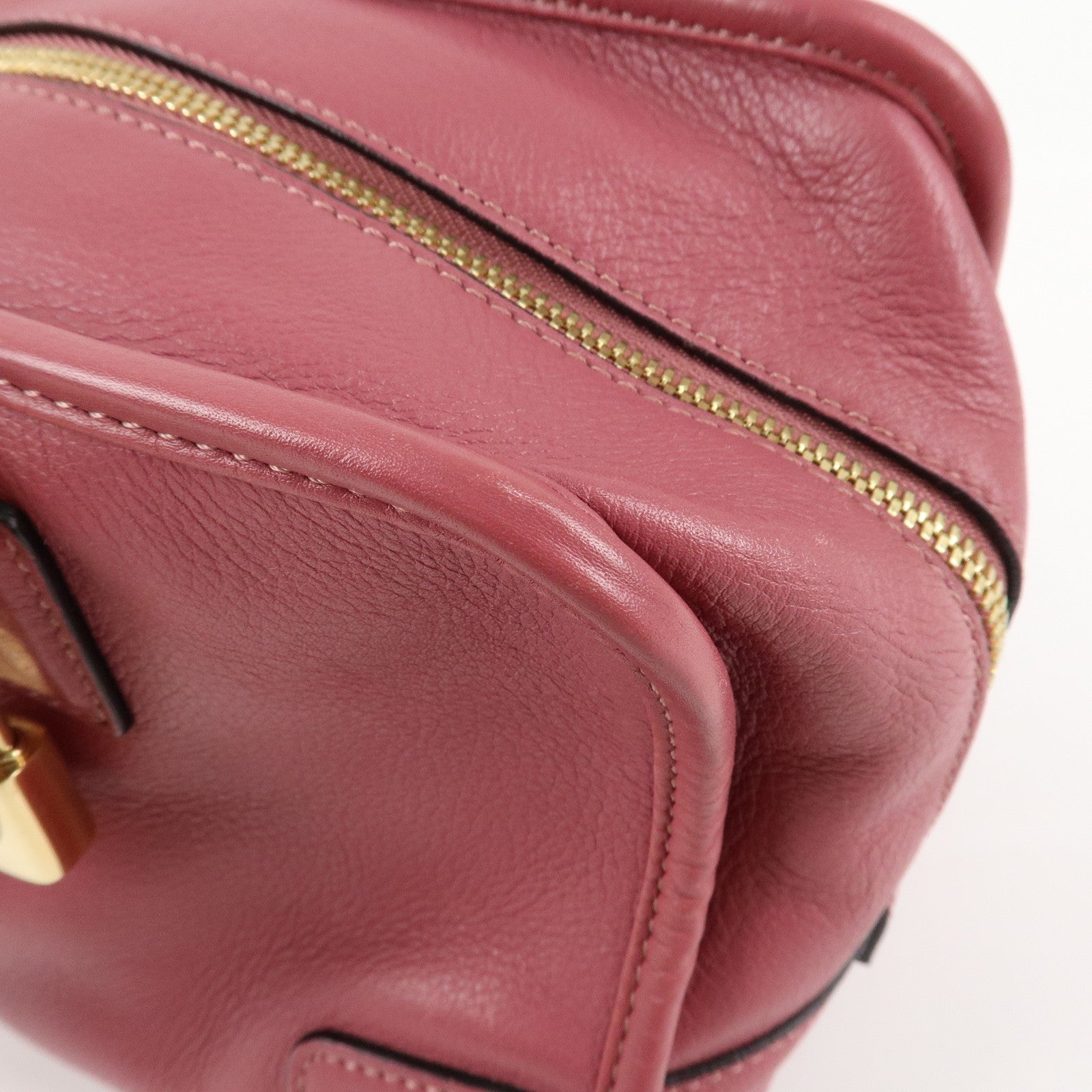 LOEWE Anagram Amazona 28 Leather Hand Bag Pink Used