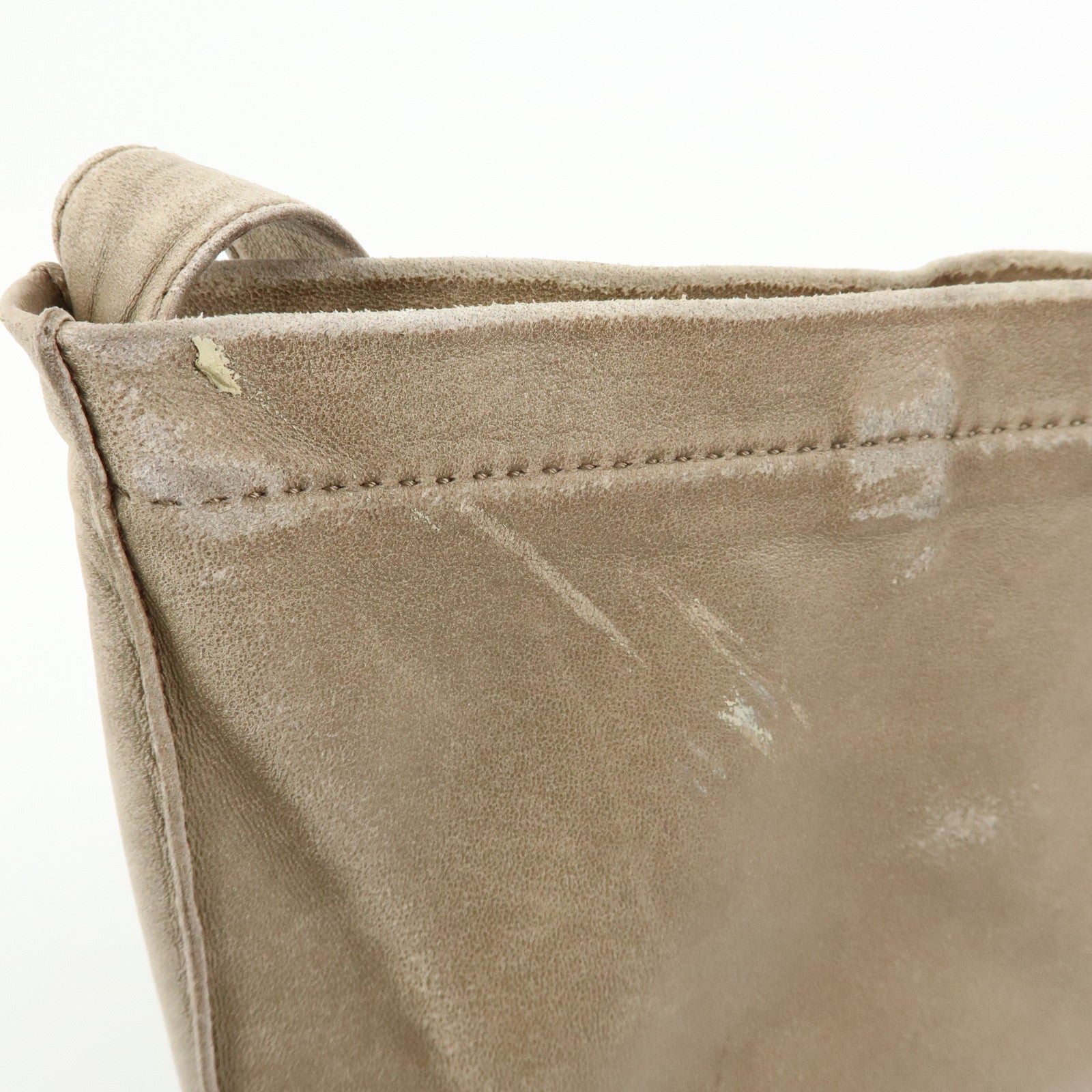 HERMES Leather Clou de Selle Shoulder Bag □M Stamped Beige