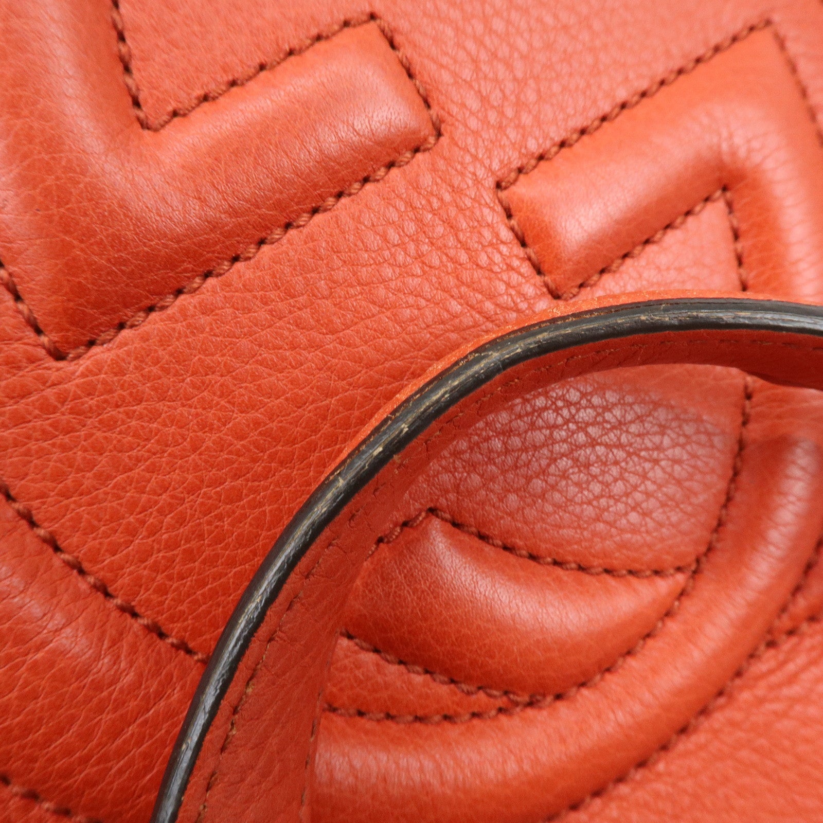 GUCCI SOHO Interlocking G Leather Tote Bag Hand Bag Orange 282309