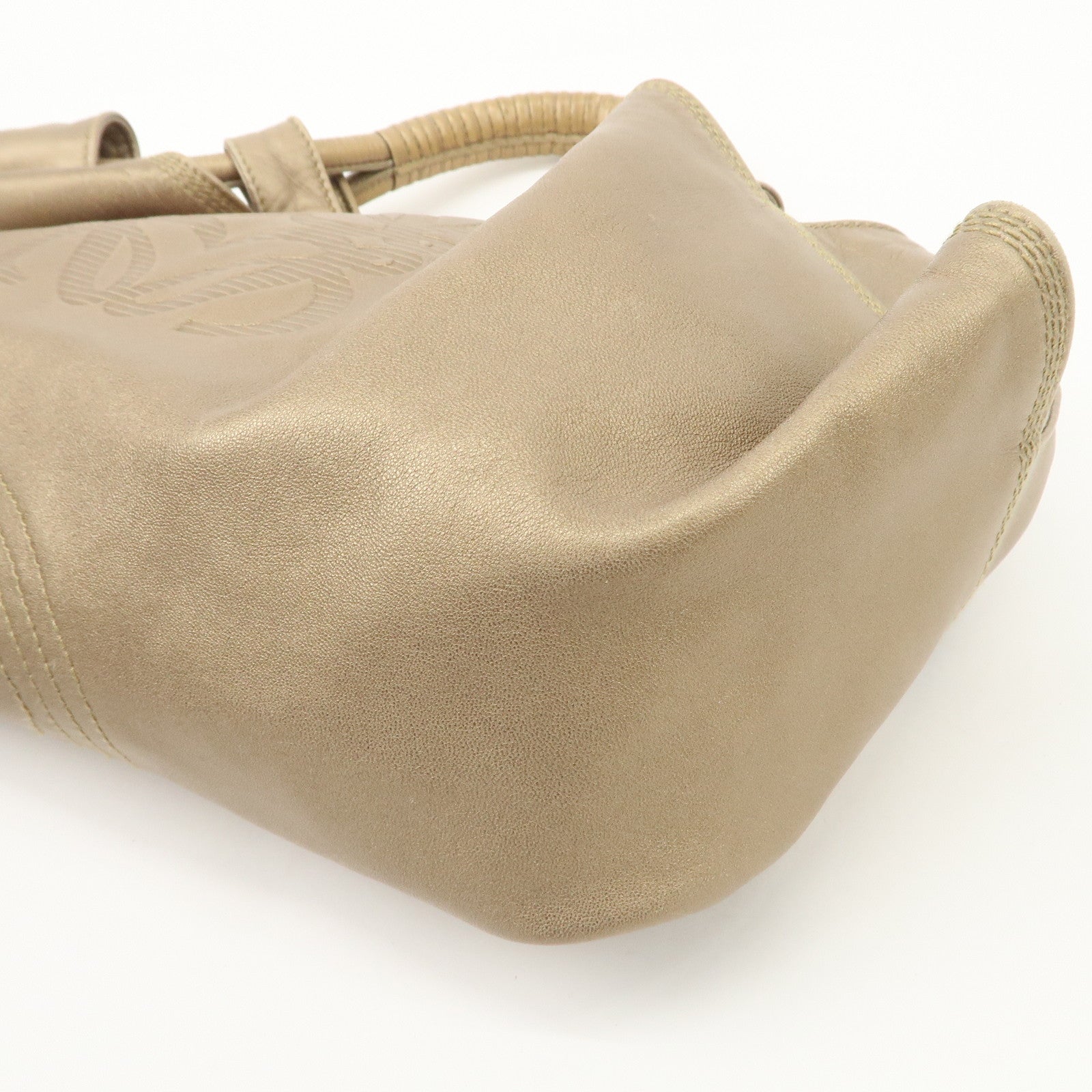 LOEWE Anagram Nappa Aire Leather Hand Bag Shoulder Bag Gold Used