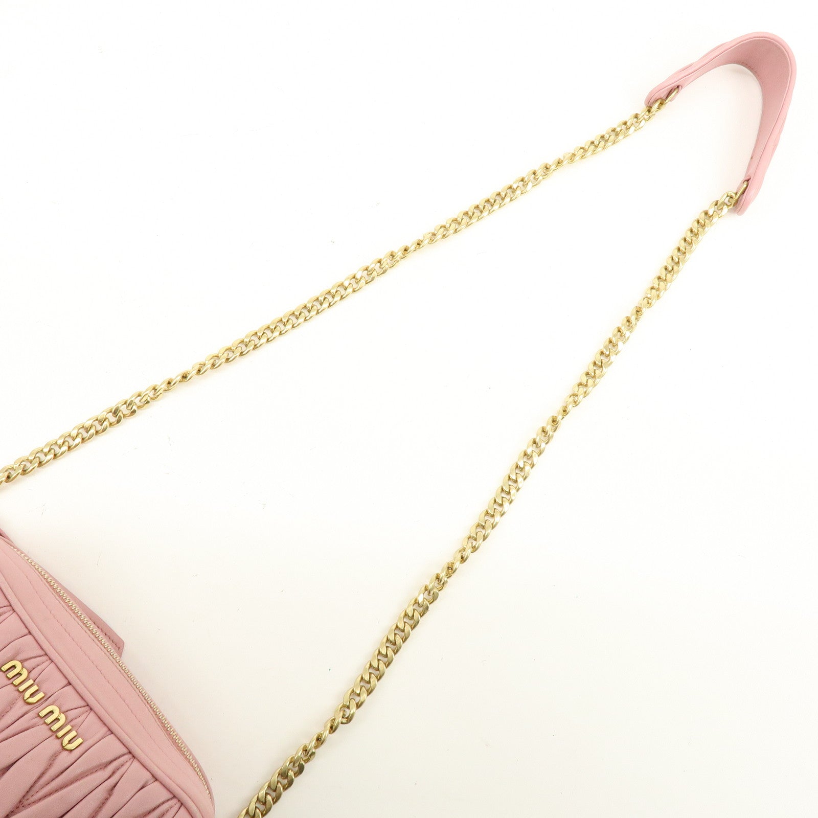 MIU MIU Matelasse Leather Chain Shoulder Bag Pink