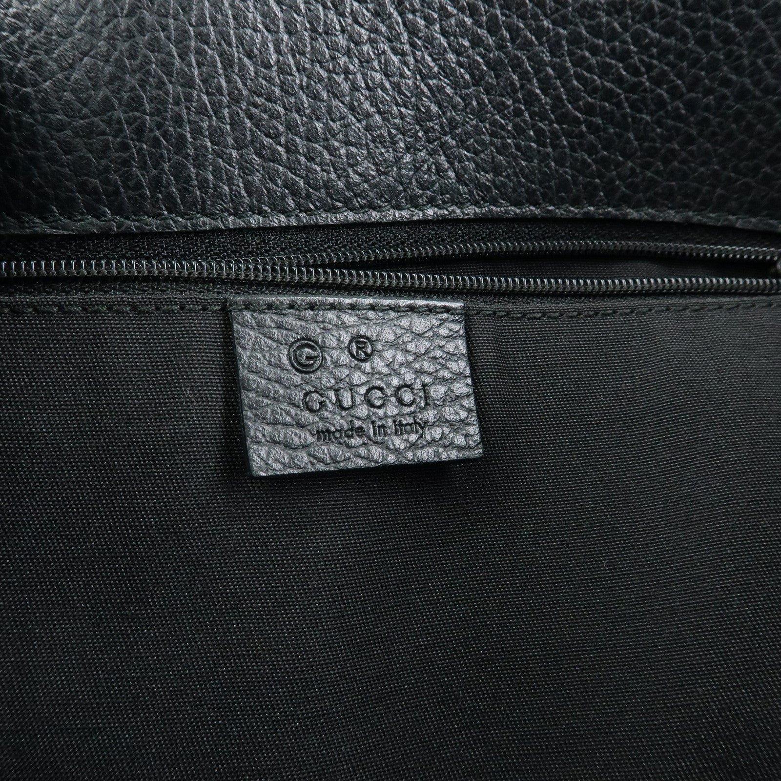 GUCCI Logo Leather Tote Bag Shoulder Bag Black 380118