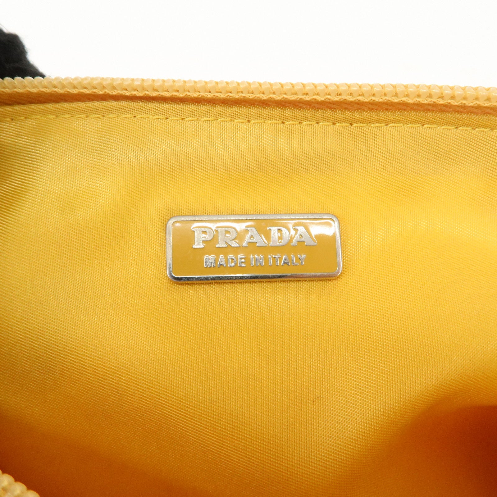 PRADA Triangle Logo Nylon Pouch Shoulder Bag Hand Bag Yellow Used