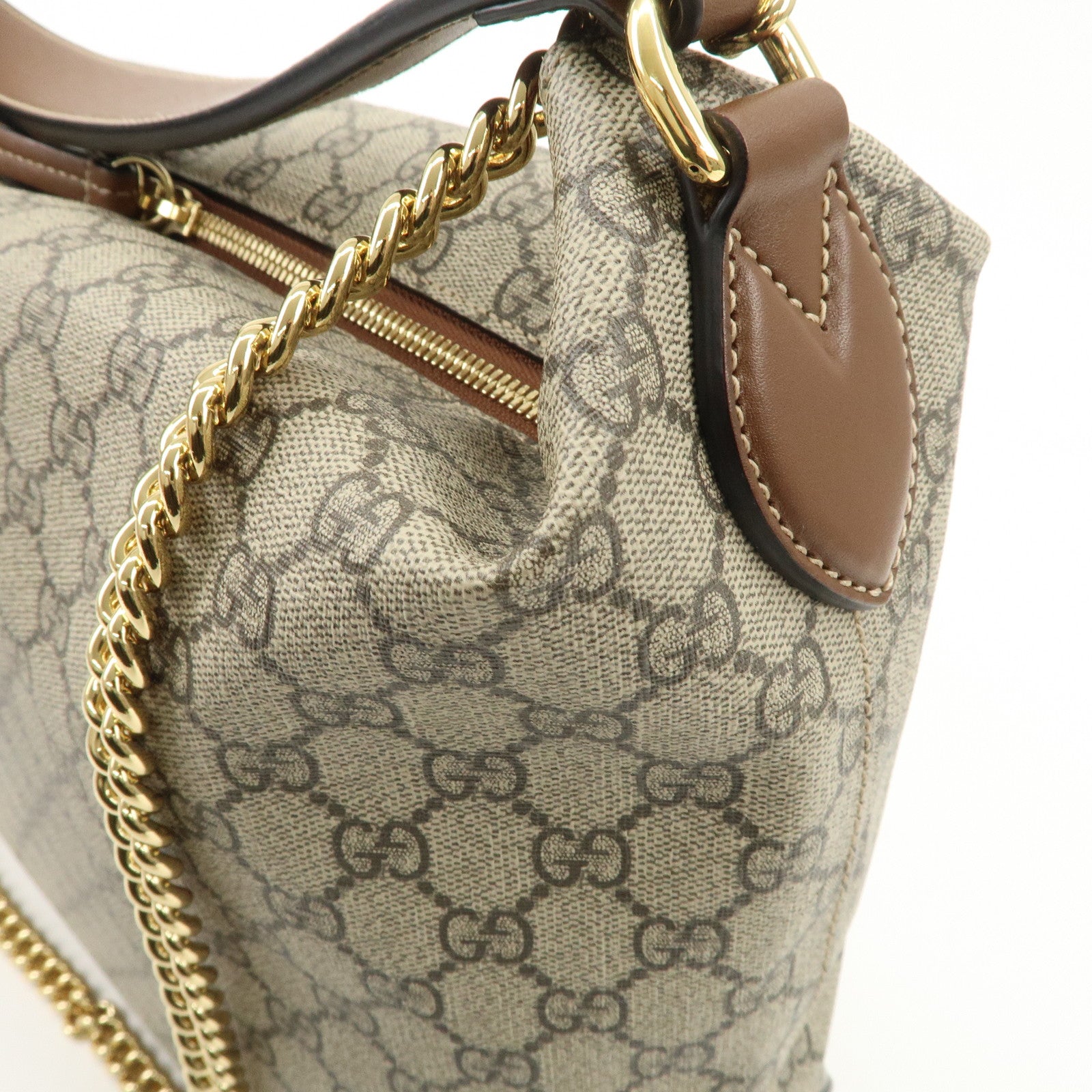 GUCCI GG Supreme Leather 2WAY Bag Shoulder Bag Beige Brown 477324 Used