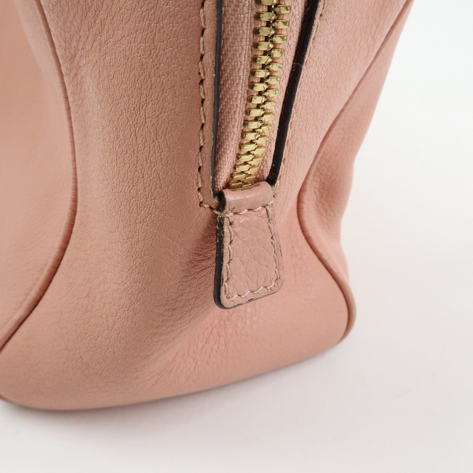 LOEWE Heritage Logo Leather Boston Bag Shoulder Bag Pink