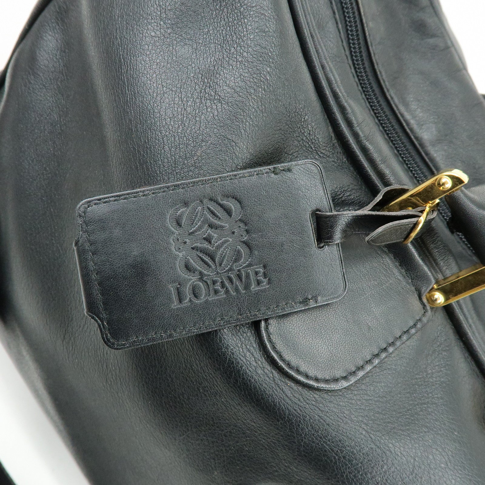 LOEWE Anagram Calf Leather 2Way Bag Boston Bag Black