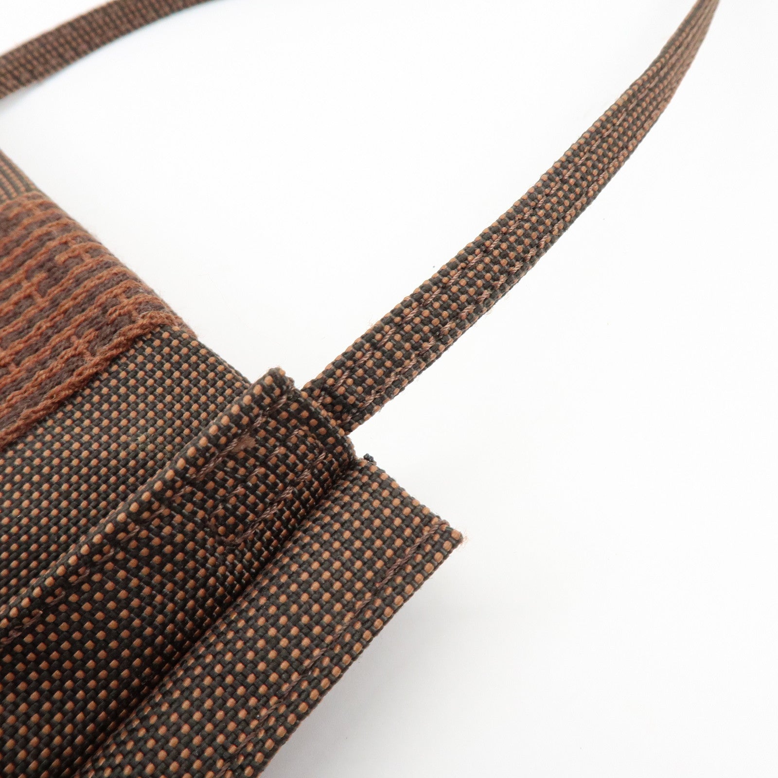 HERMES Herline Canvas Shoulder Bag Crossbody Bag Brown