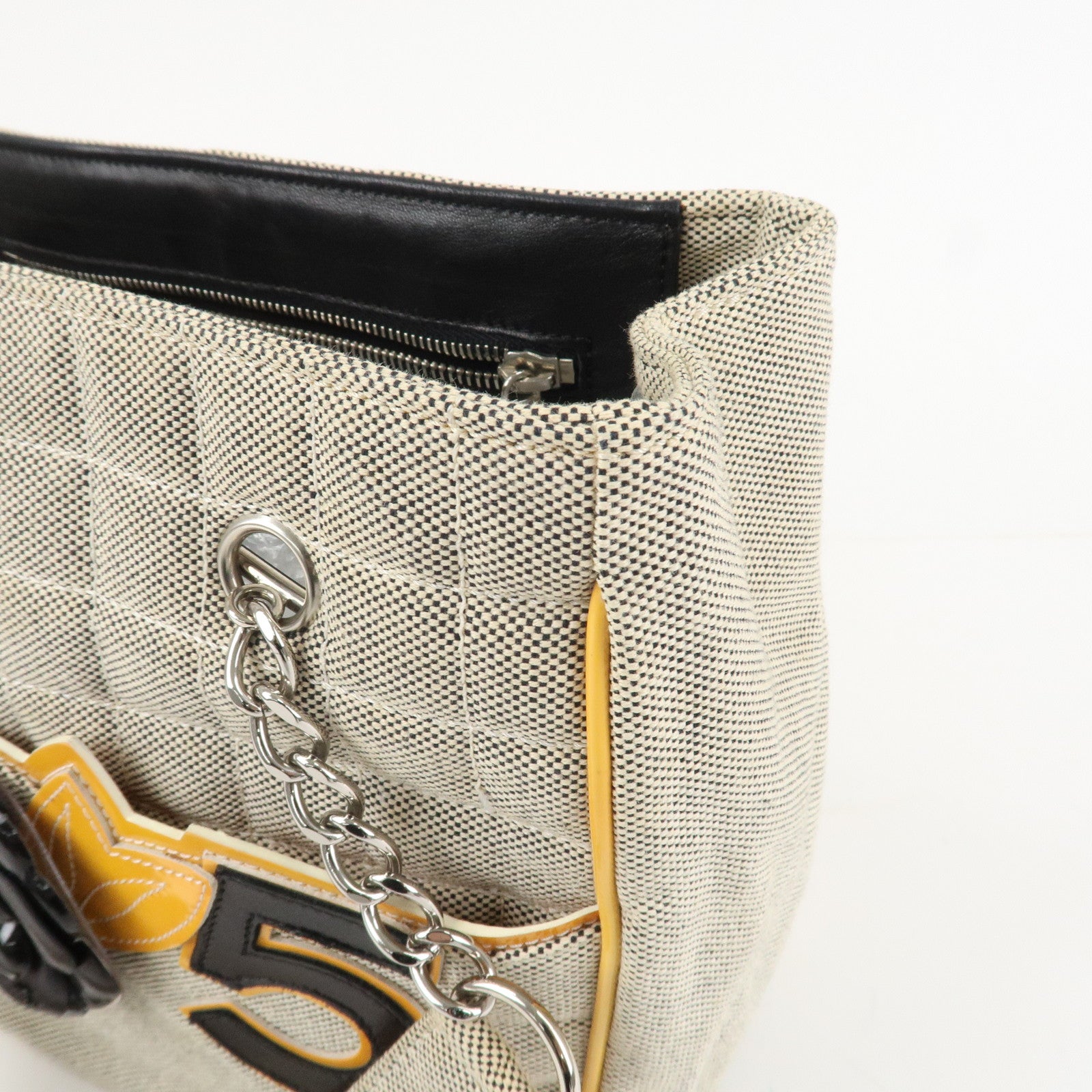 CHANEL Camelia No.5 Chocolate Bar Chain Shoulder Bag A31573 Used