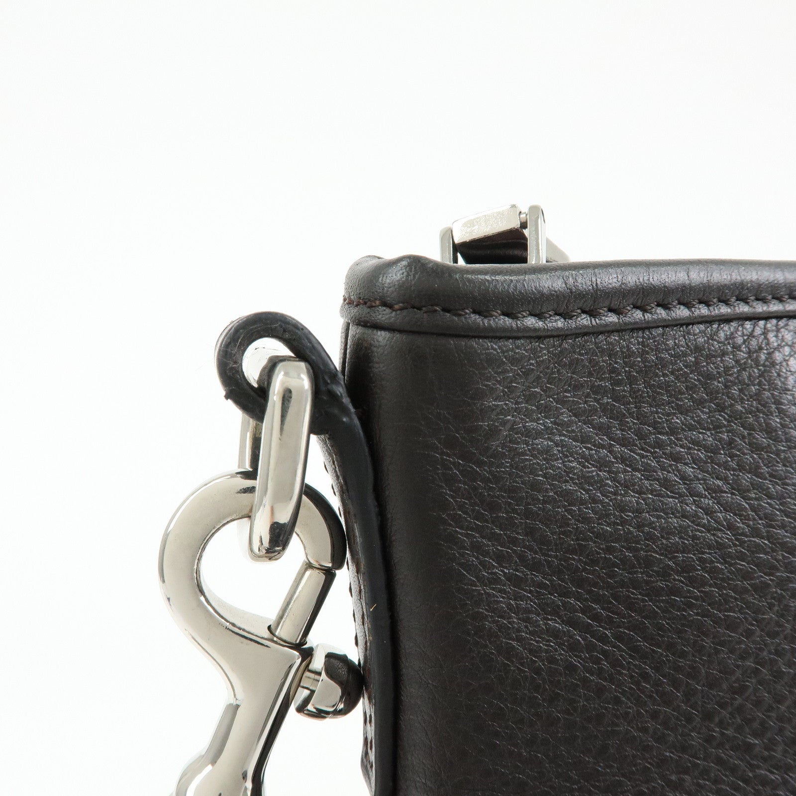 LOEWE Anagram Leather Shoulder Bag Crossbody Bag Dark Brown