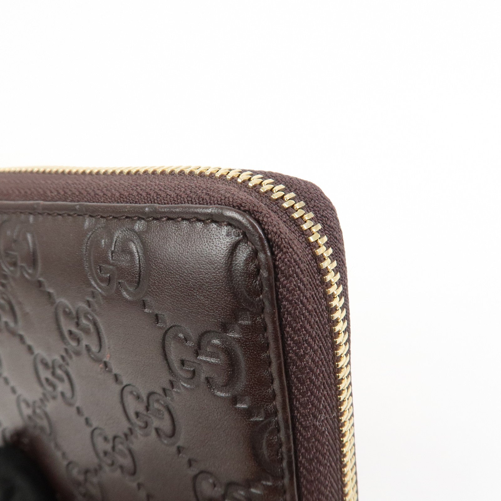 GUCCI Guccissima Interlocking G Round Zippy Wallet Brown 323397