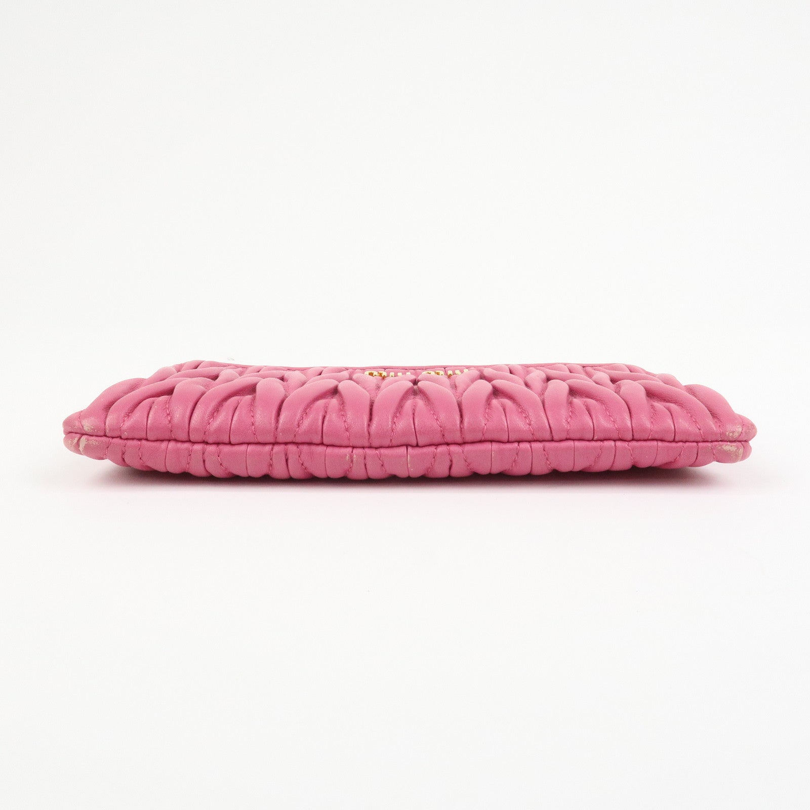 MIU MIU Matelasse Logo Leather Cosmetic Accessory Pouch Pink 5MB003