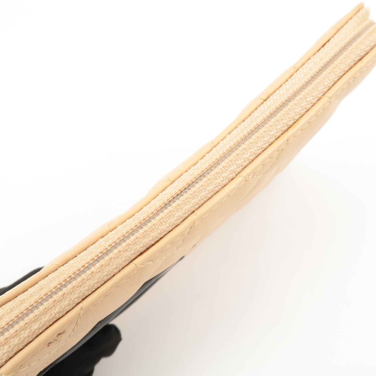 CHANEL COCO Mark Cambon Line Leather Pouch Beige Used