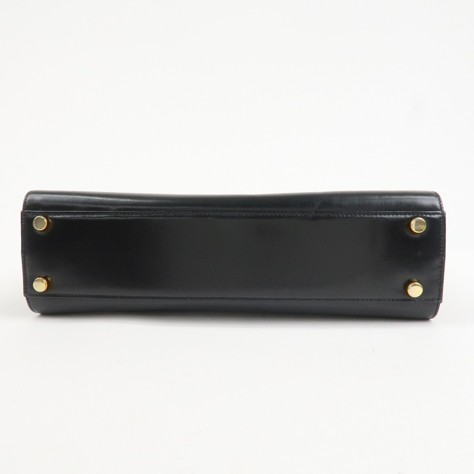 Ferragamo Leather 2Way Hand Shoulder Bag Black Gold HDW AK5644 Used