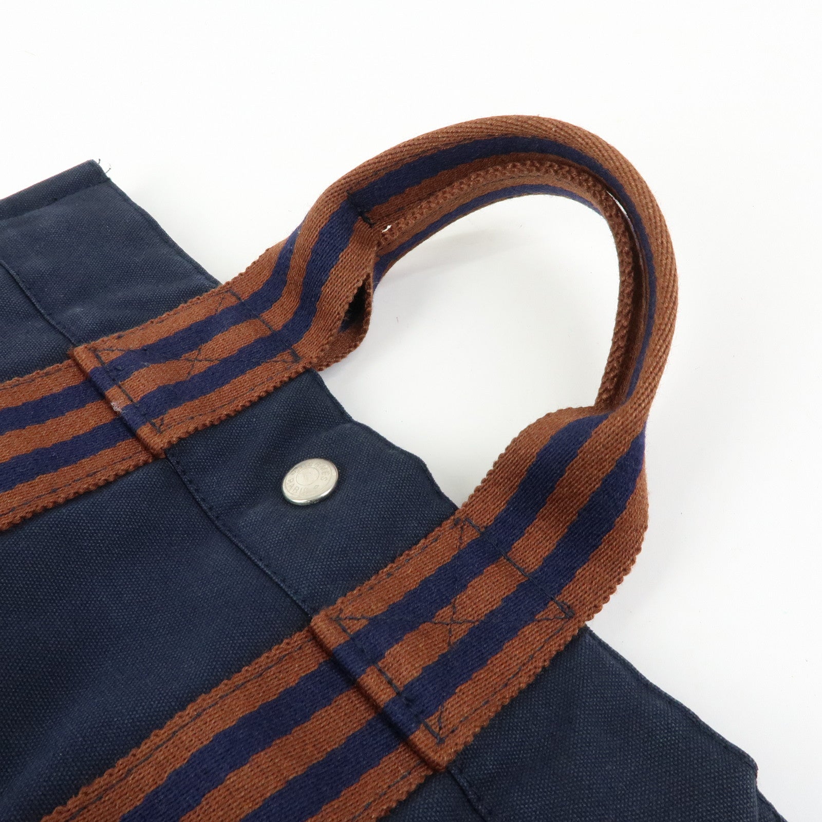 HERMES Fourre Tout Canvas PM Tote Bag Hand Bag Navy