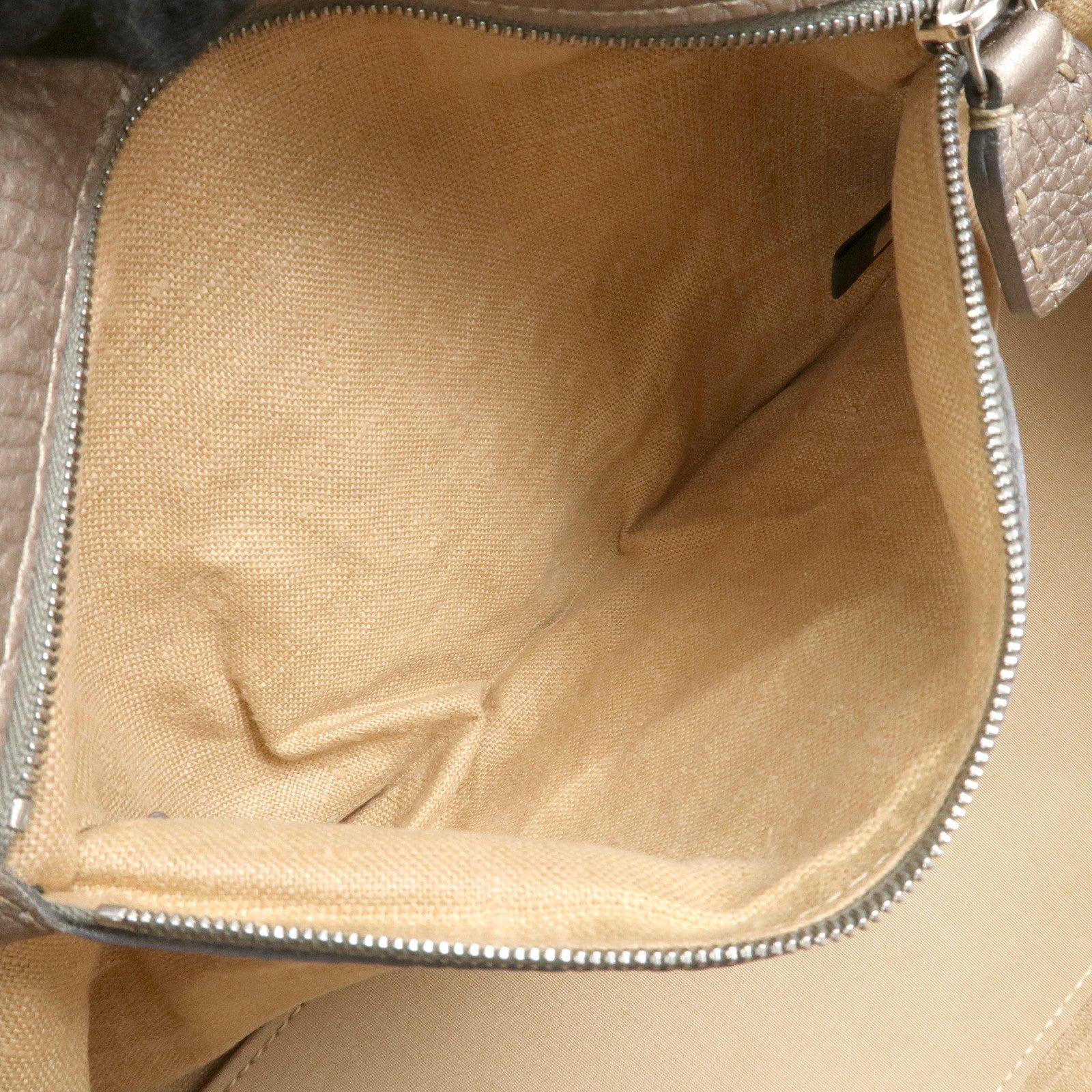 FENDI Seleria Linda Leather Shoulder Bag Hand Bag Greige 8BR442