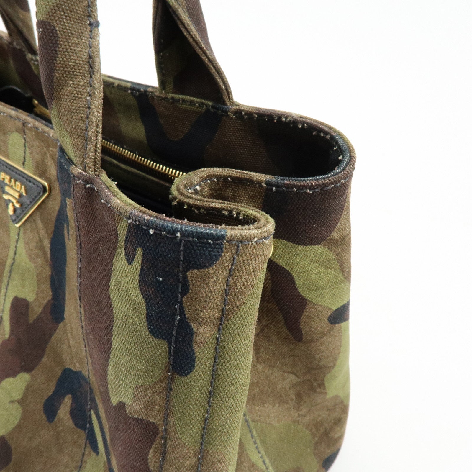 PRADA Triangle Logo Canapa Mini Canvas 2Way Bag Camouflage 1BG439