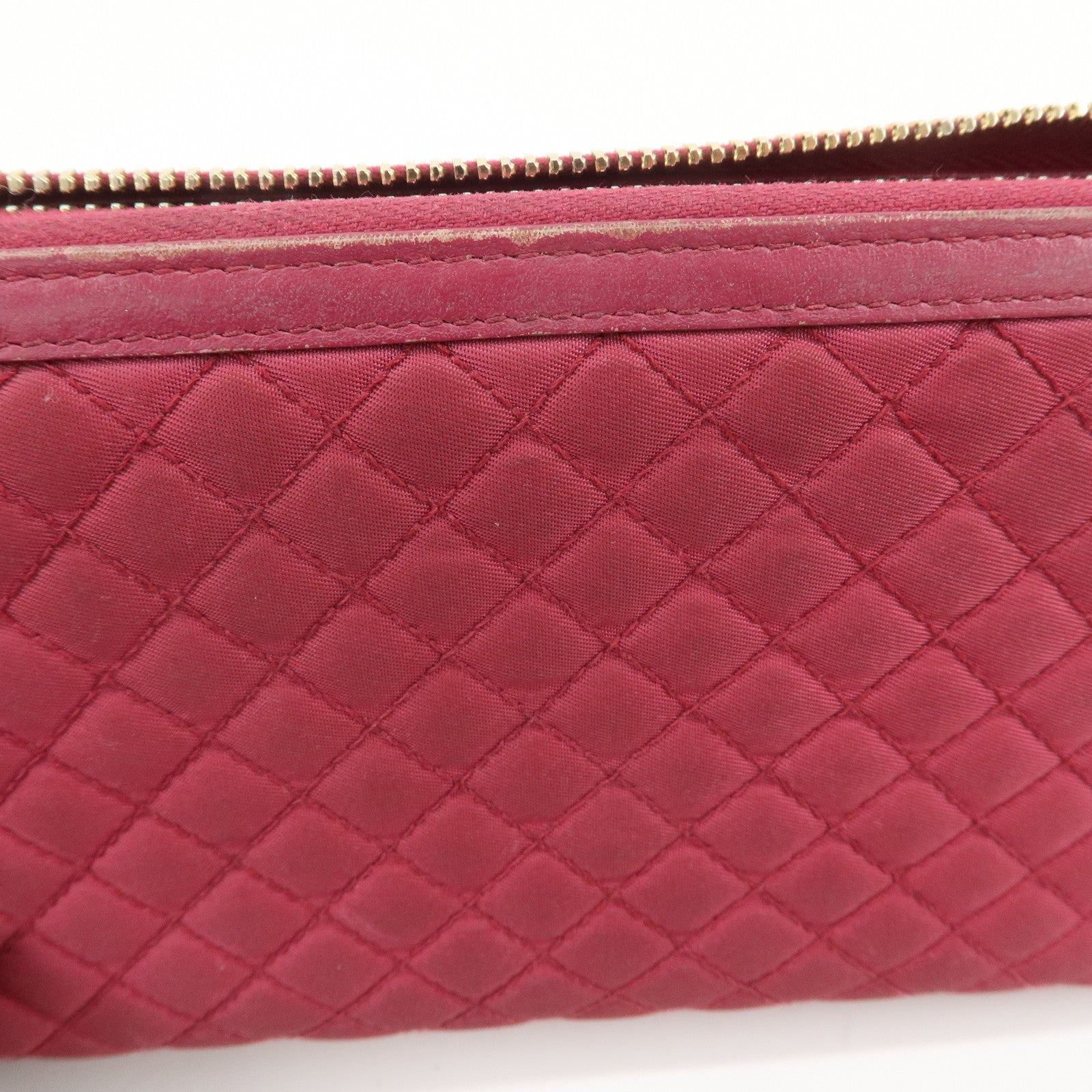 PRADA Nylon Leather Round Zippy Wallet Long Wallet Pink