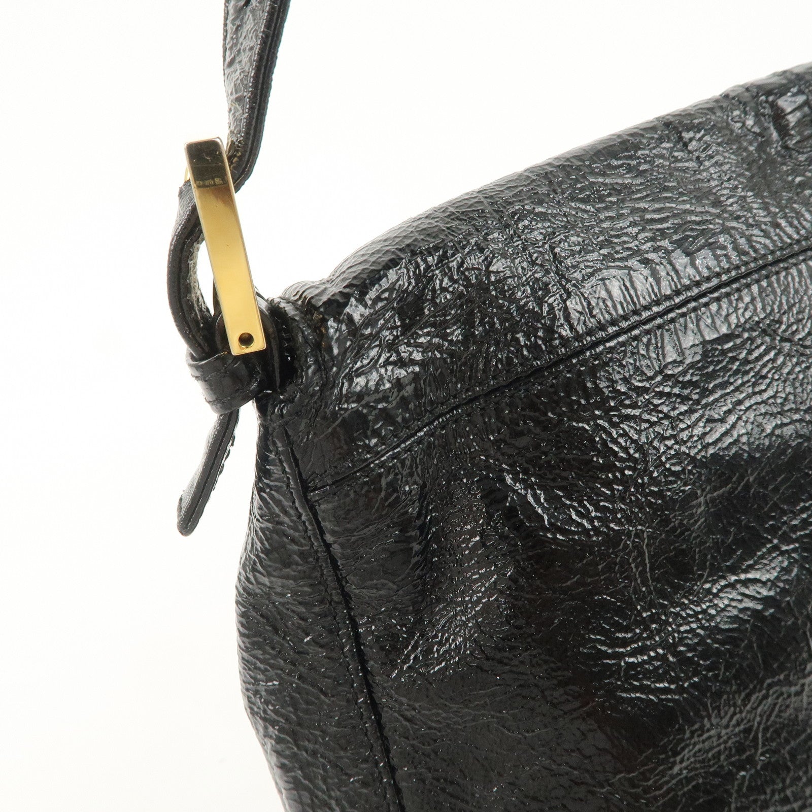 FENDI Mamma Baguette Leather Shoulder Bag Hand Bag Black