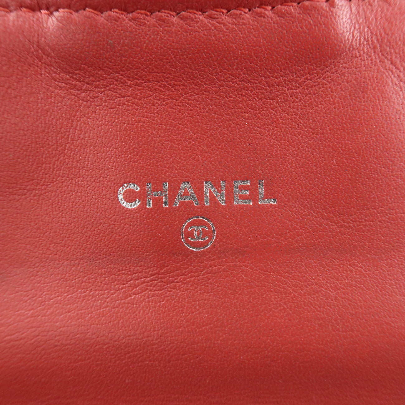 CHANEL Matelasse Patent Leather Long Wallet Card Case Pouch Orange Used