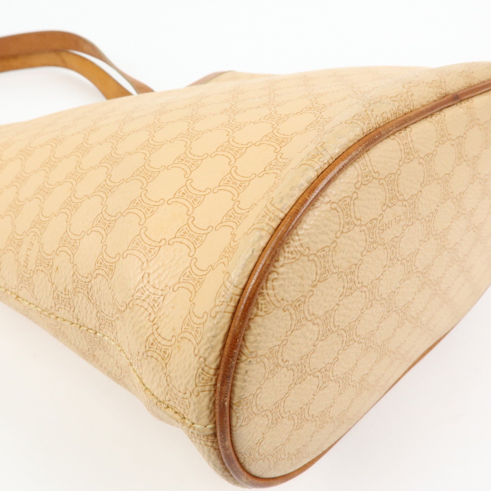 CELINE Macadam PVC Leather Tote Bag Shoulder Bag Beige Light Brown