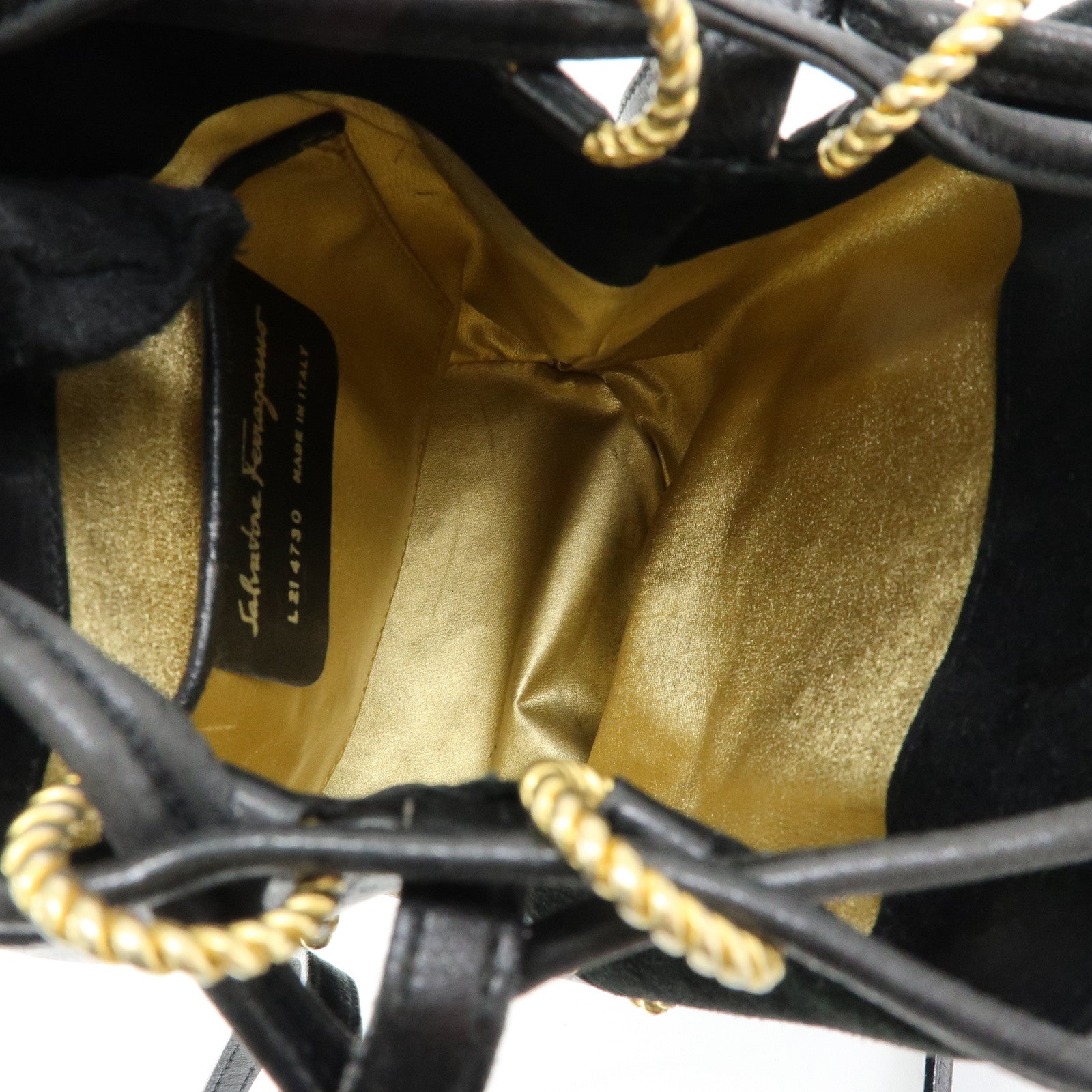 Ferragamo Leather Suede Shoulder Bag Crossbody Bag Black
